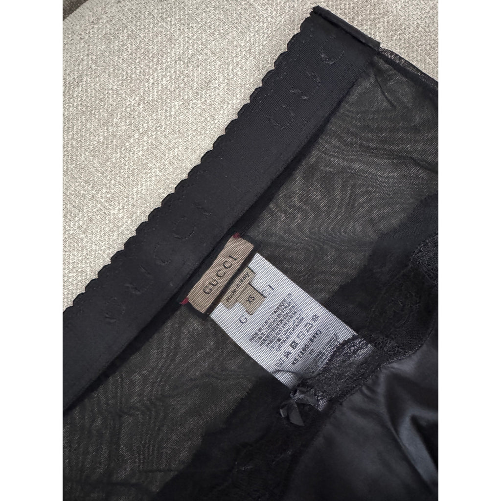 GUCCI SET LINGERIE SILK DUCHESSE BLACK SIZE XSMALL