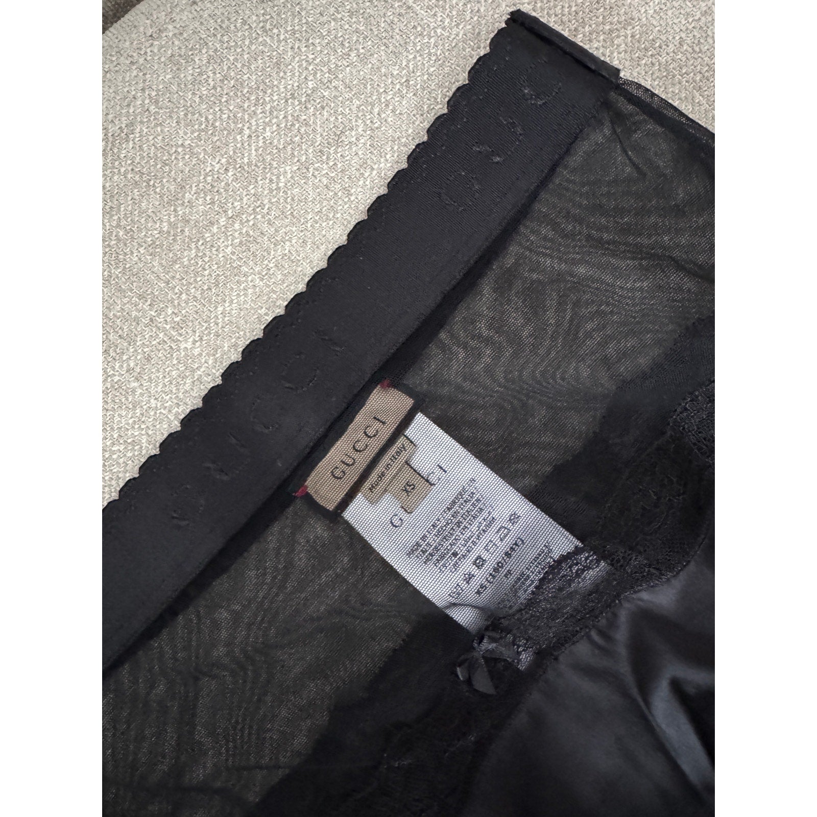 GUCCI SET LINGERIE SILK DUCHESSE BLACK SIZE XSMALL