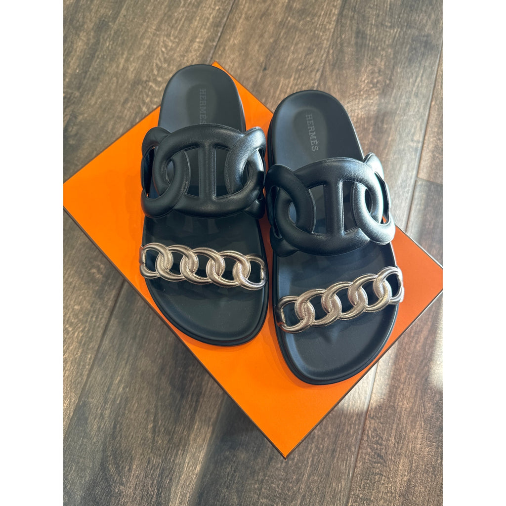 Hermes Extra sandal Size 37 BNIB RARE Metallic