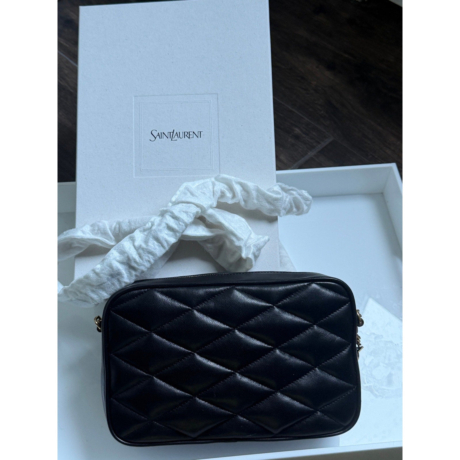 Saint Laurent Gaby Black Quilted Leather Camera Crossbody Bag BNIB