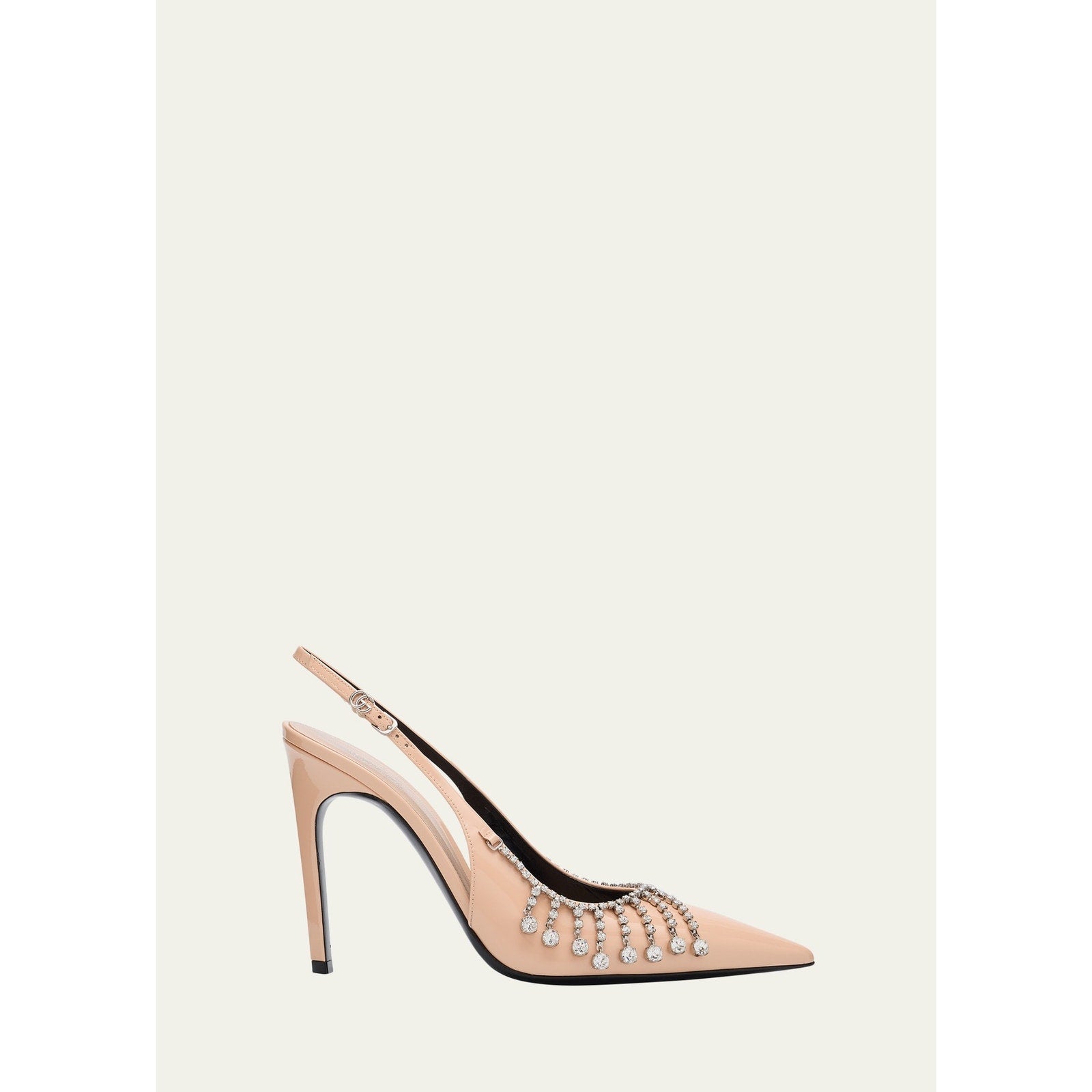 Gucci Guinevere Crystal Leather Slingback Stiletto Pumps NWT 37
