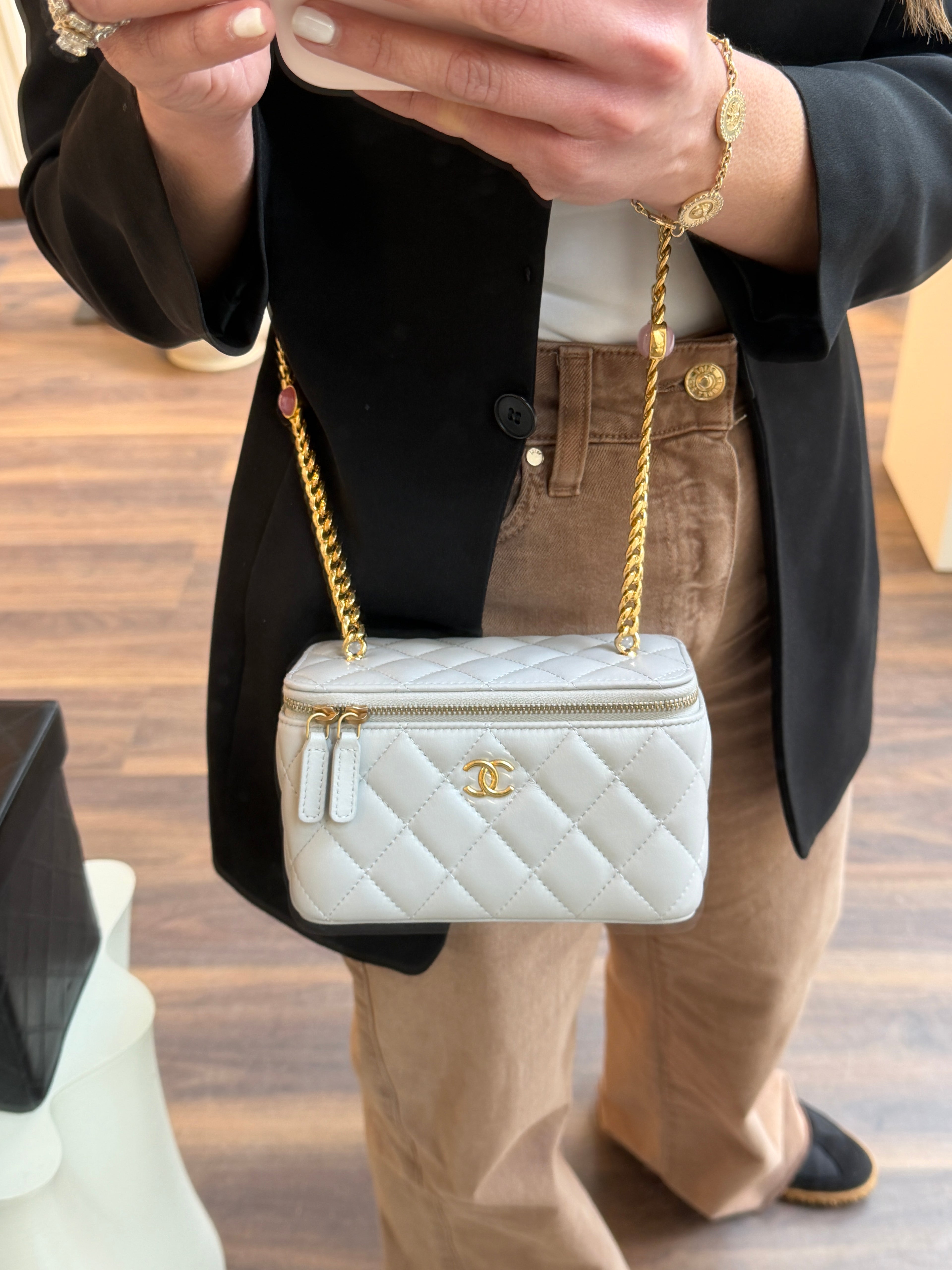 Chanel Lambskin Resin Chain Grey Vanity