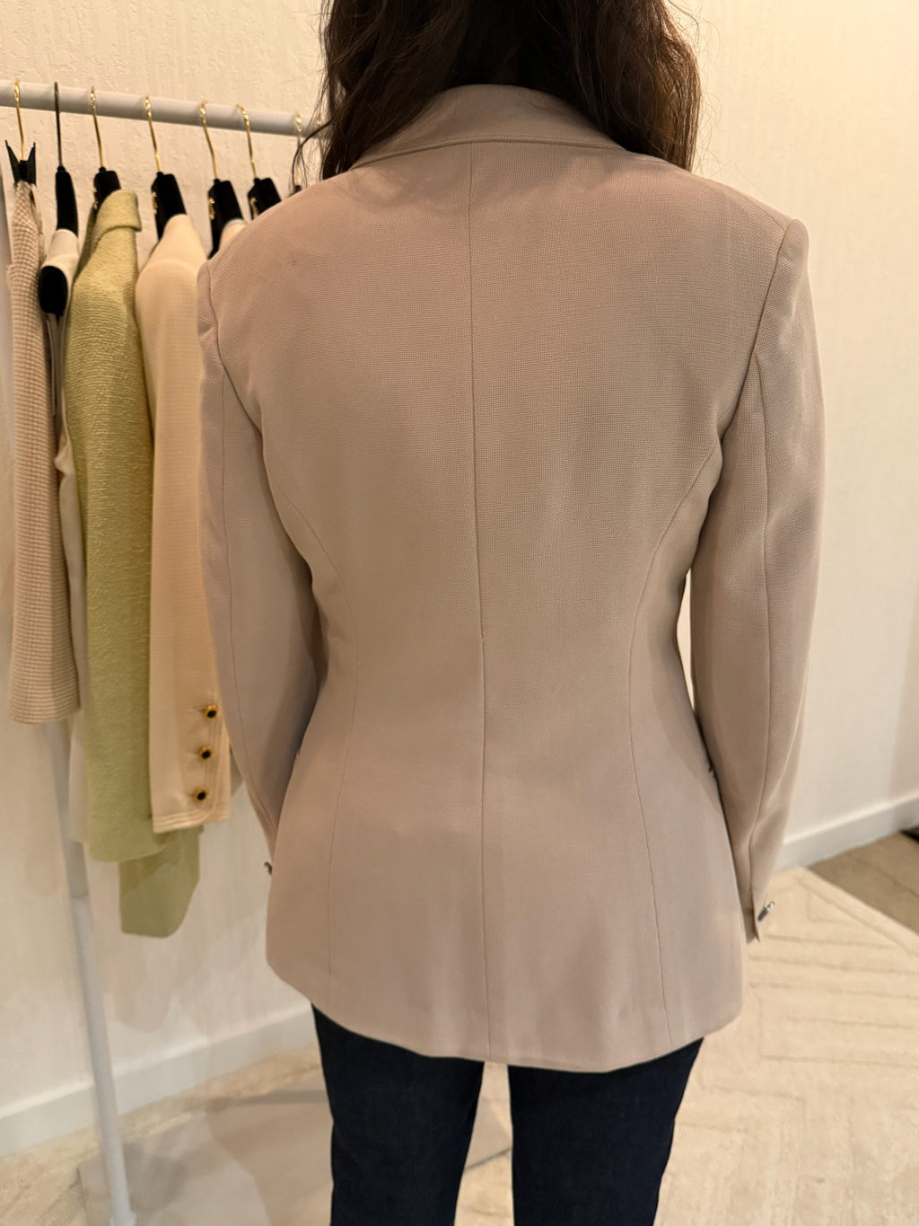 Chanel 1998 CC Logo Cotton One Button Blazer FR38
