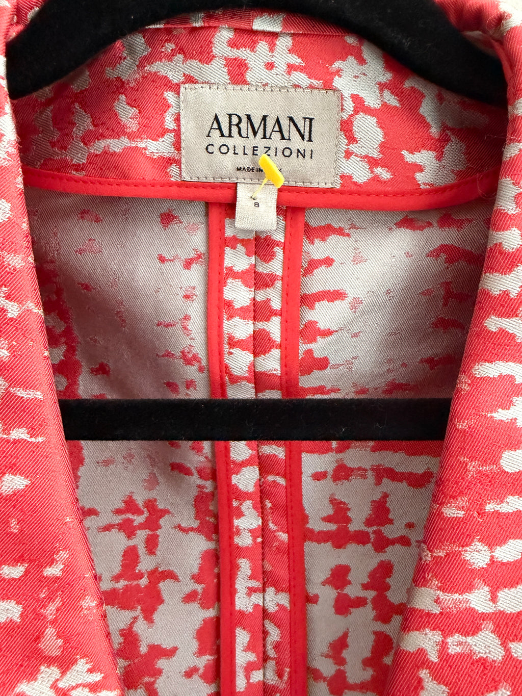 Armani Collezioni Pink Printed Shawl Collar Blazer IT 44 Designer Jacket