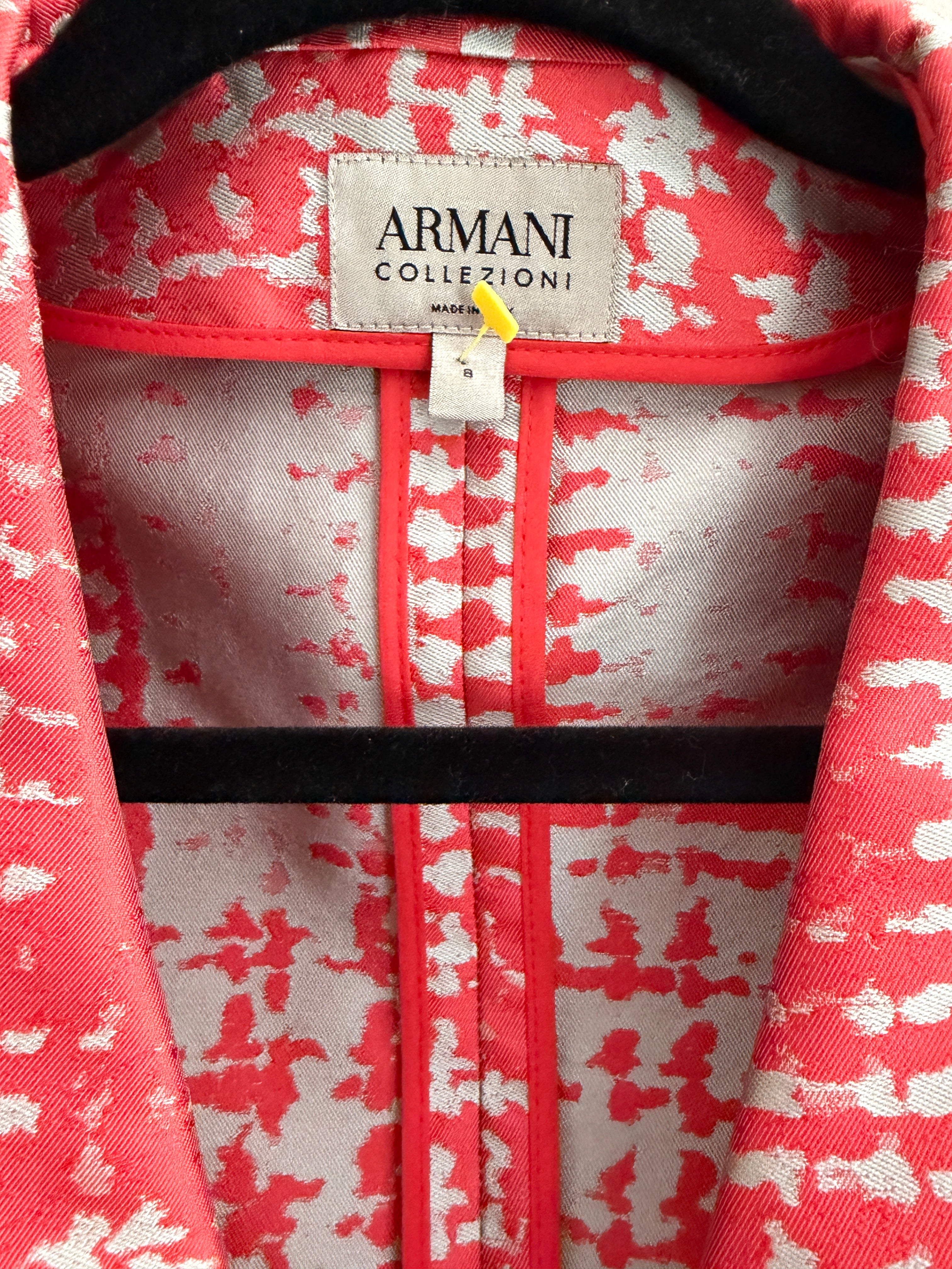 Armani Collezioni Pink Printed Shawl Collar Blazer IT 44 Designer Jacket