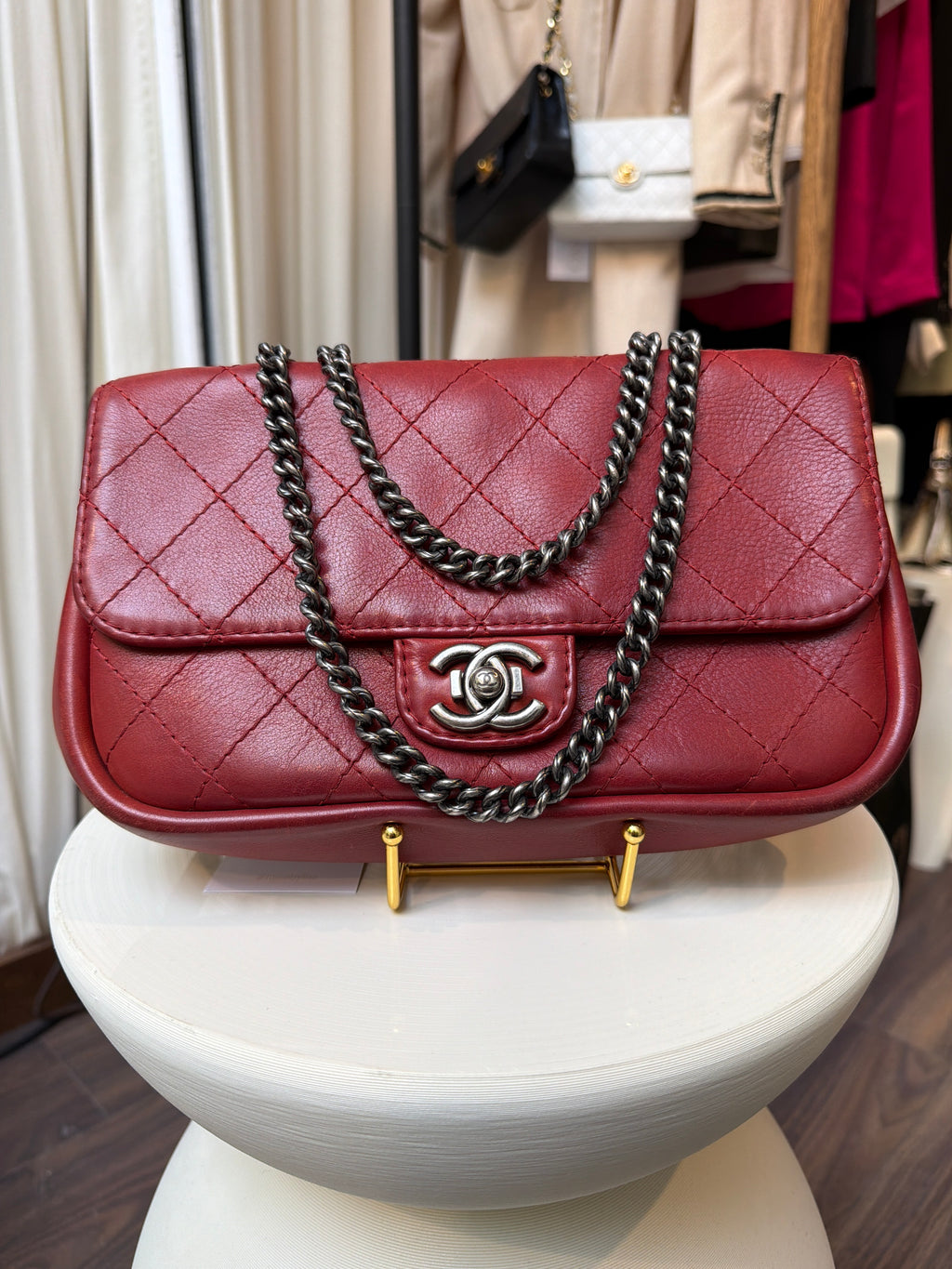 Chanel Paris Dallas Goatskin Wild Stitch Flap Crossbody Red 2014–2015