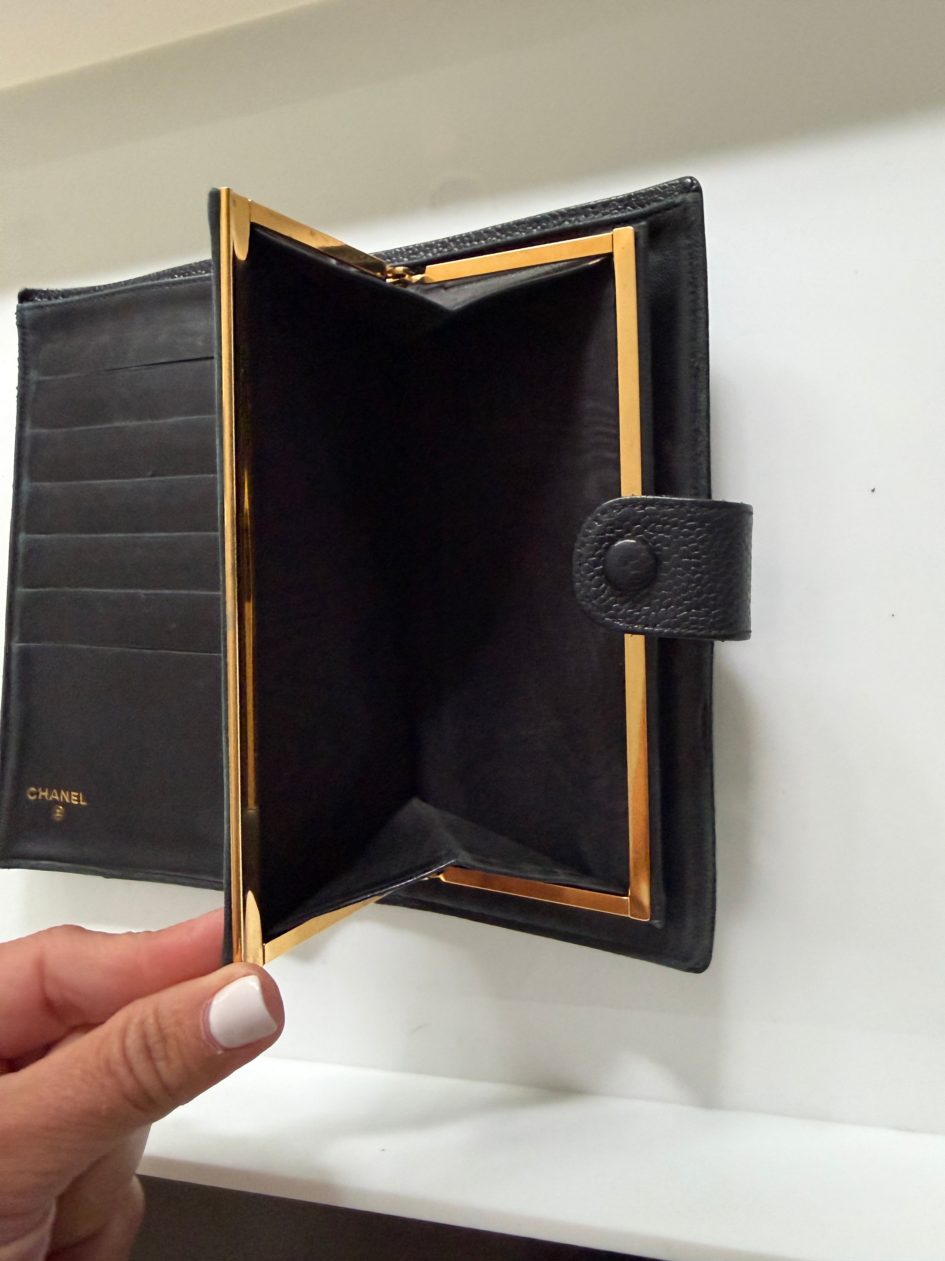Chanel Black CC Logo French Caviar Leather Wallet