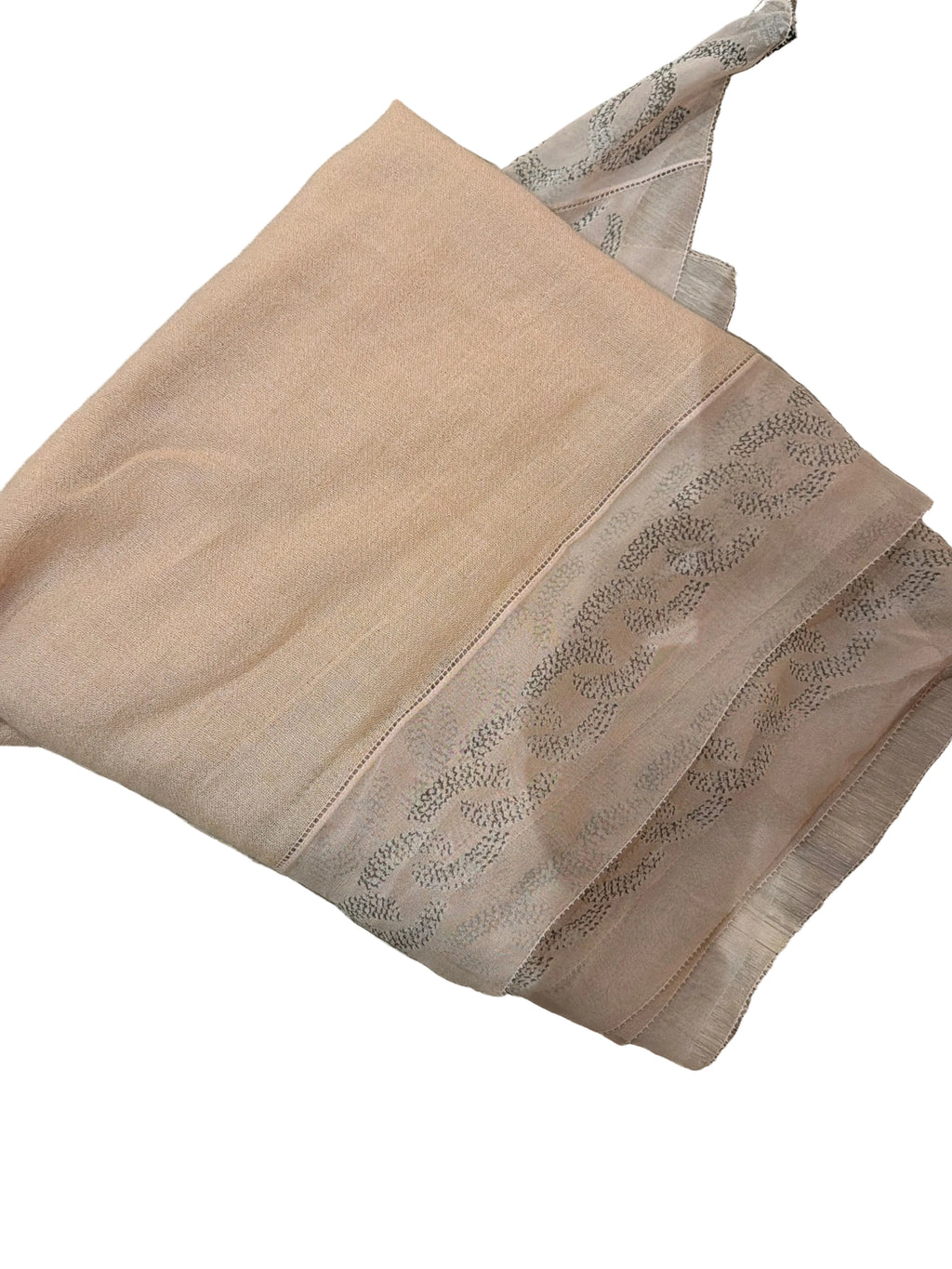 Chanel Cashmere CC Logo Scarf Pink Silver Metallic Lightweight Wrap