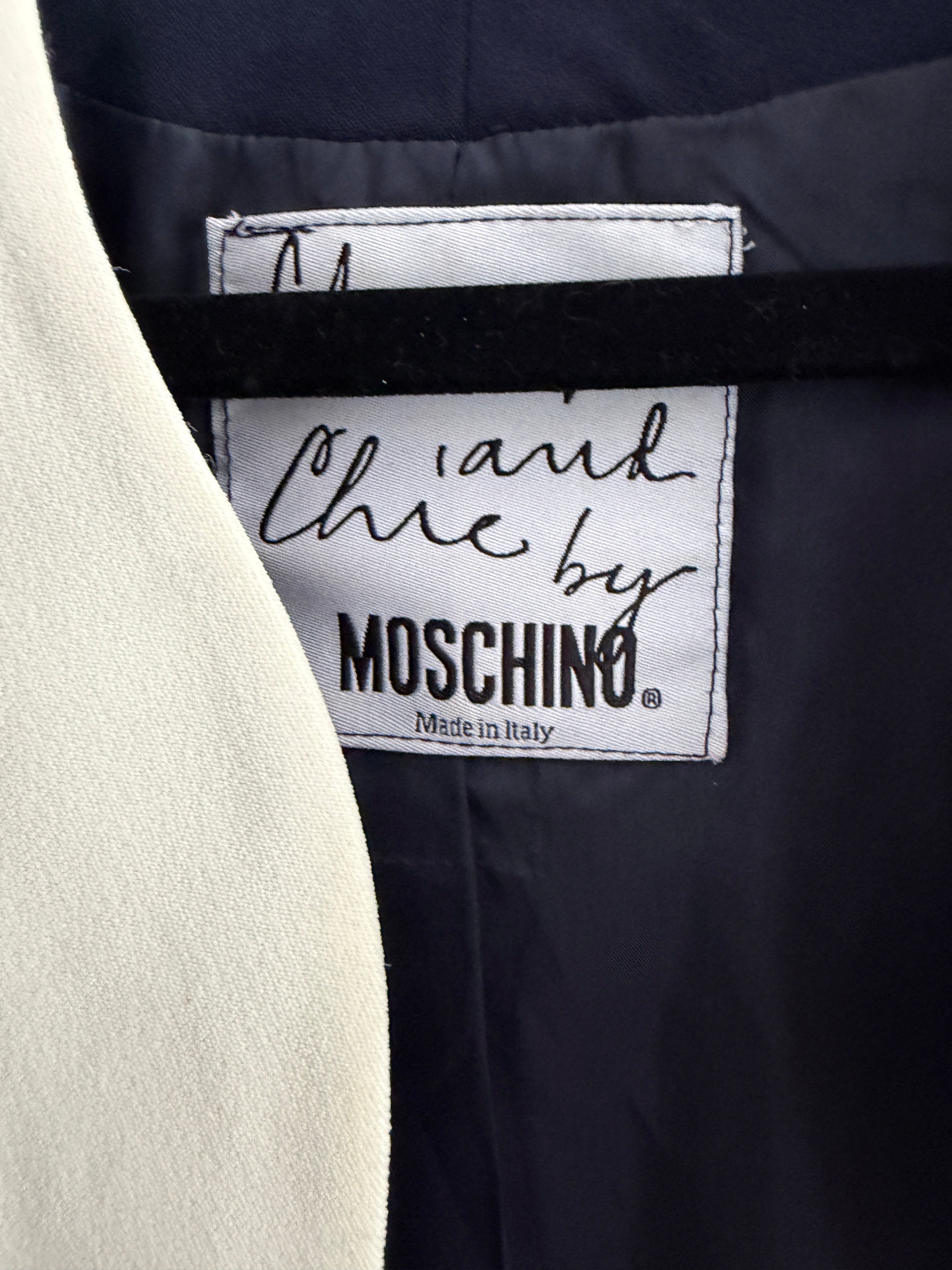 Moschino Cheap and Chic Blue Cropped Bolero Jacket Collarless Designer IT44