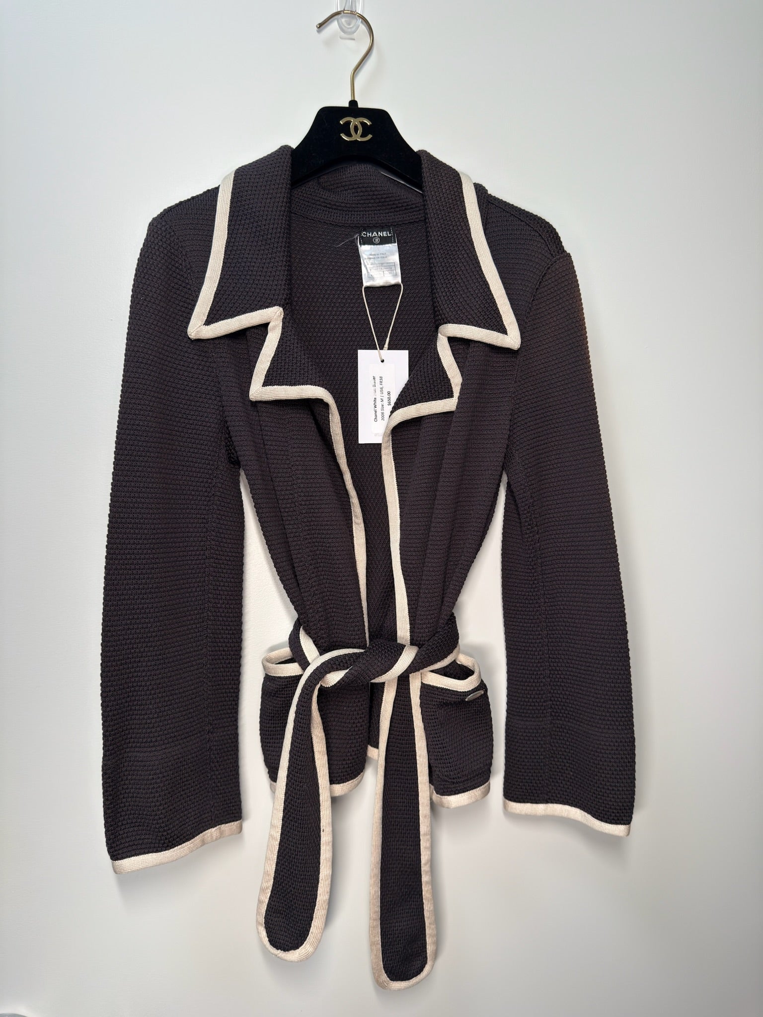 Chanel White Trim Blazer