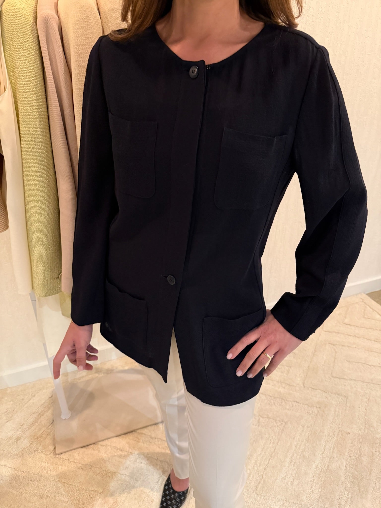 Chanel 1999 Blue Wool Blazer / Top FR38