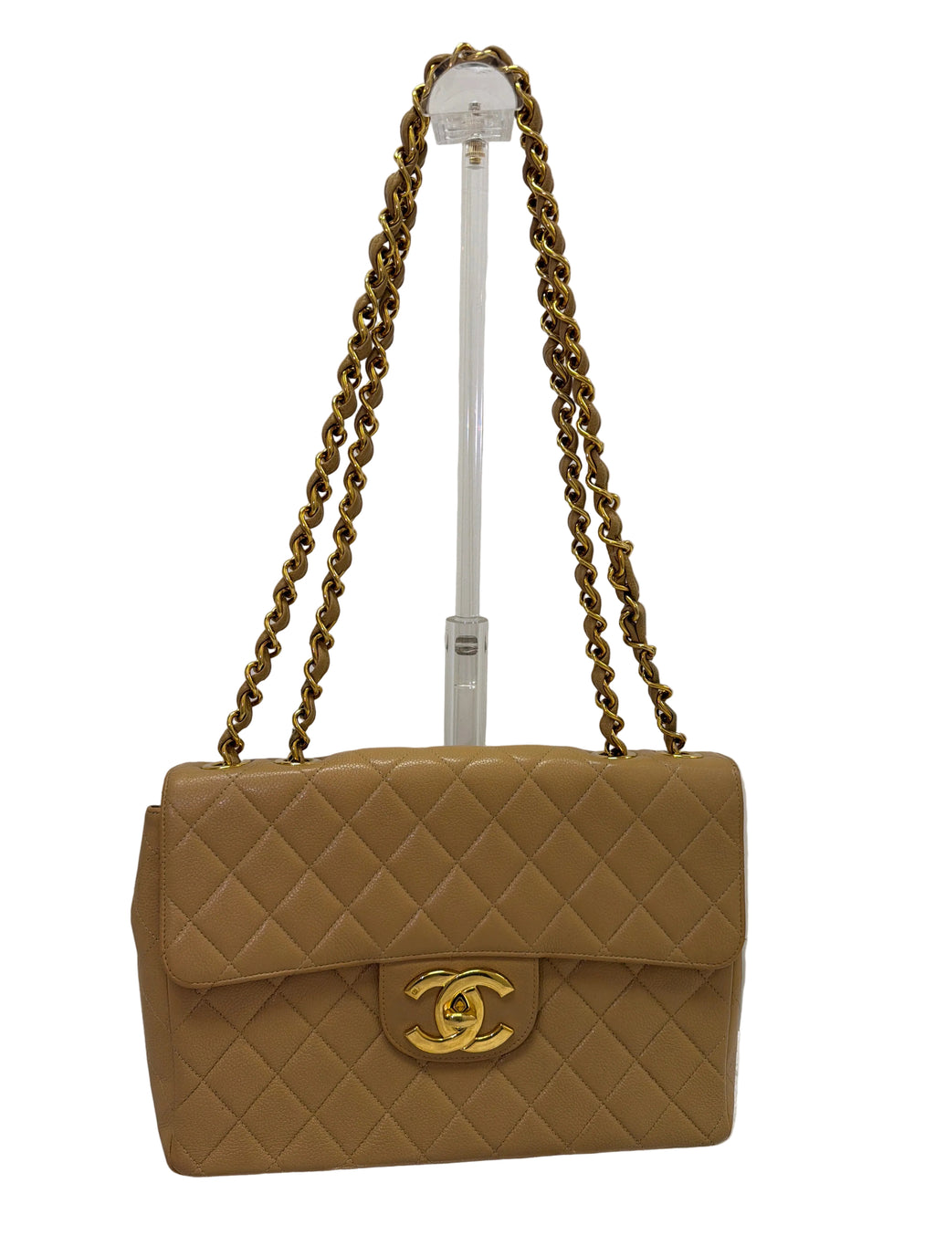 Chanel Jumbo Caviar Beige Maxi Flap  1986-1988