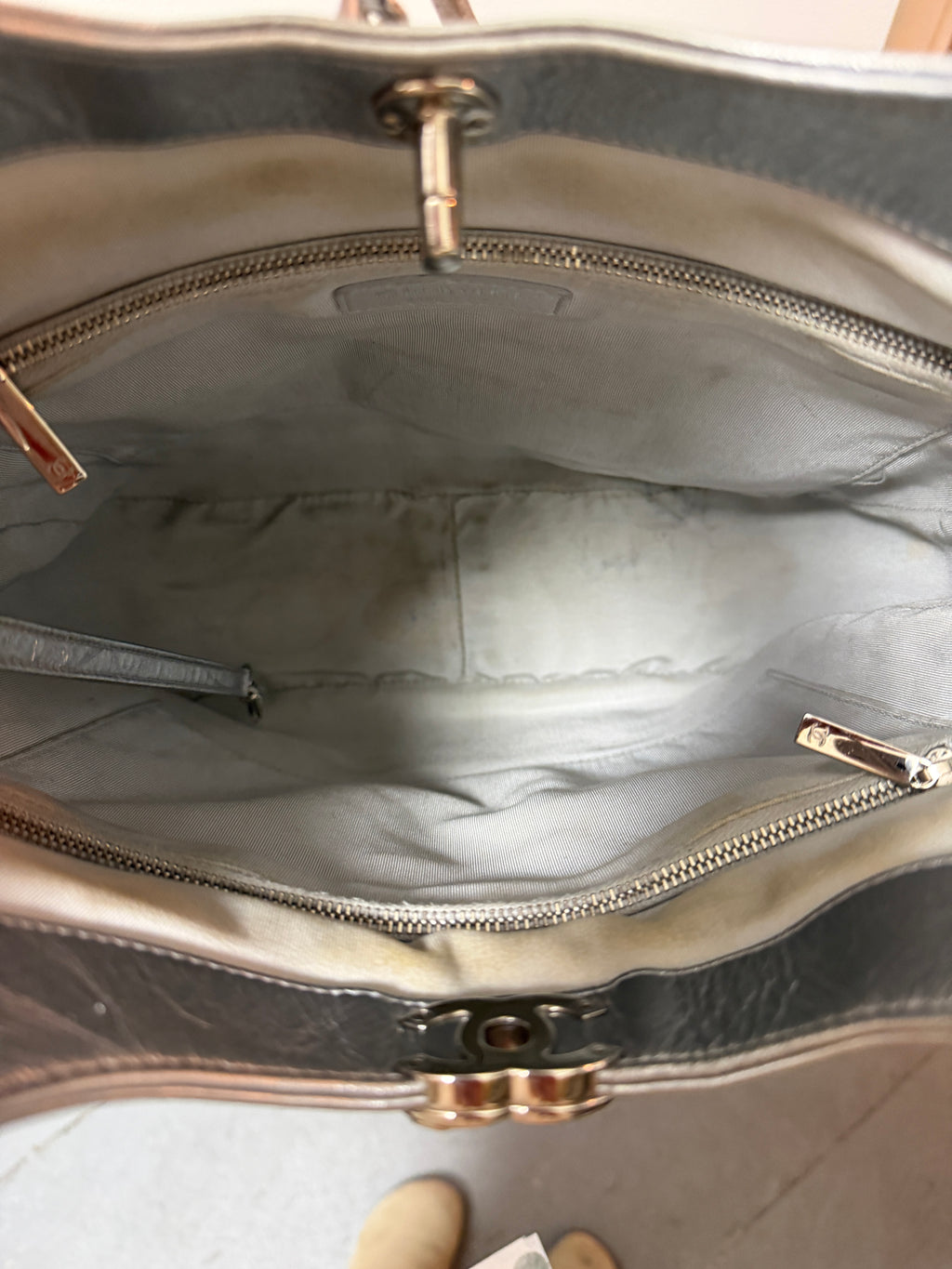Chanel Silver 31 Shopping Tote