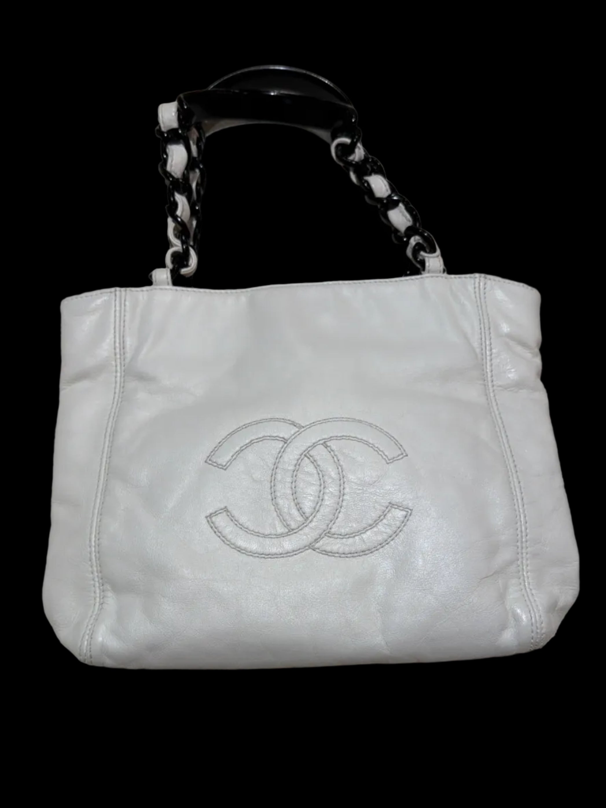 Chanel White Lambskin tote