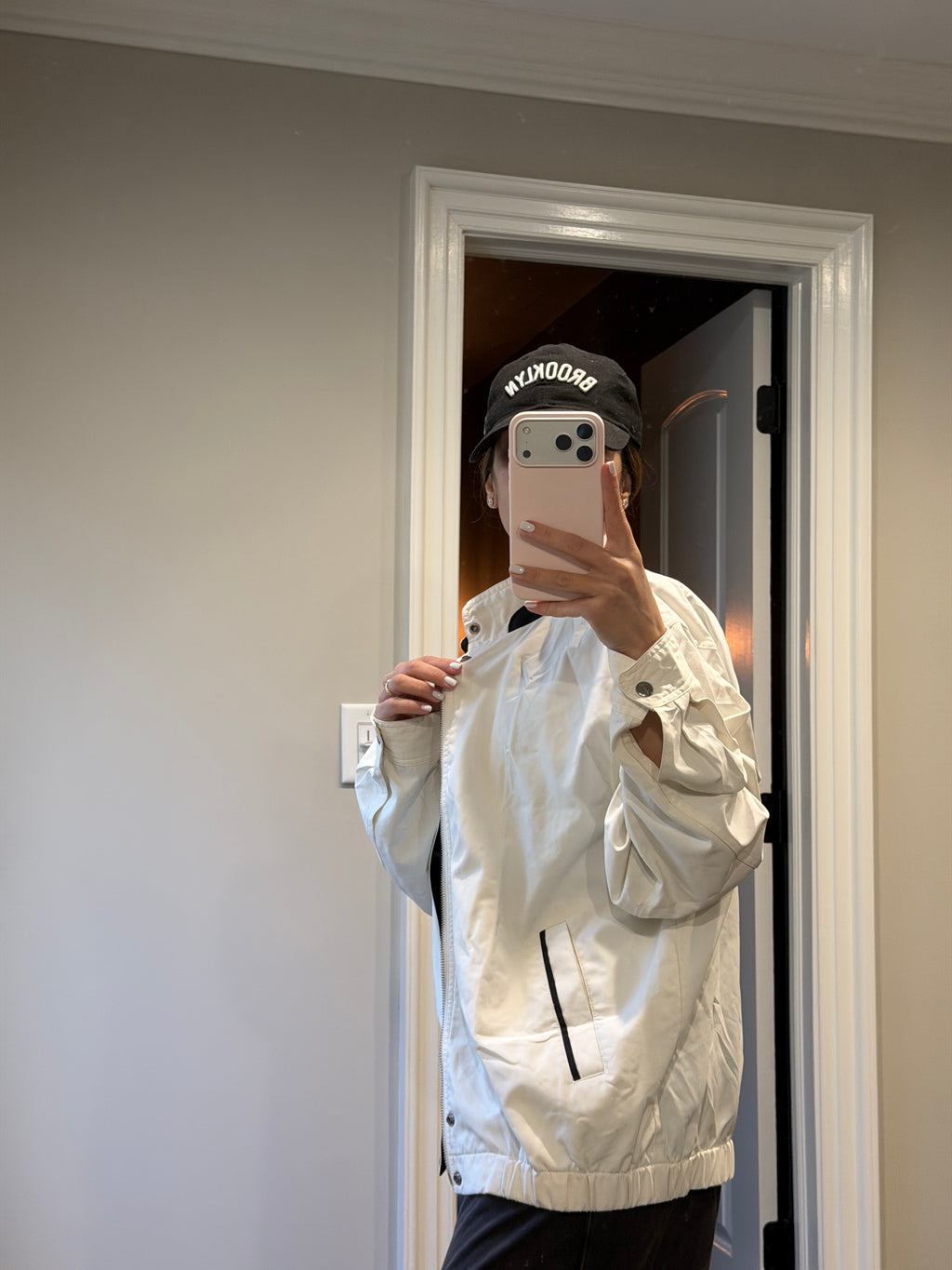 Saint Laurent Vintage Light Bomber Windbreaker White