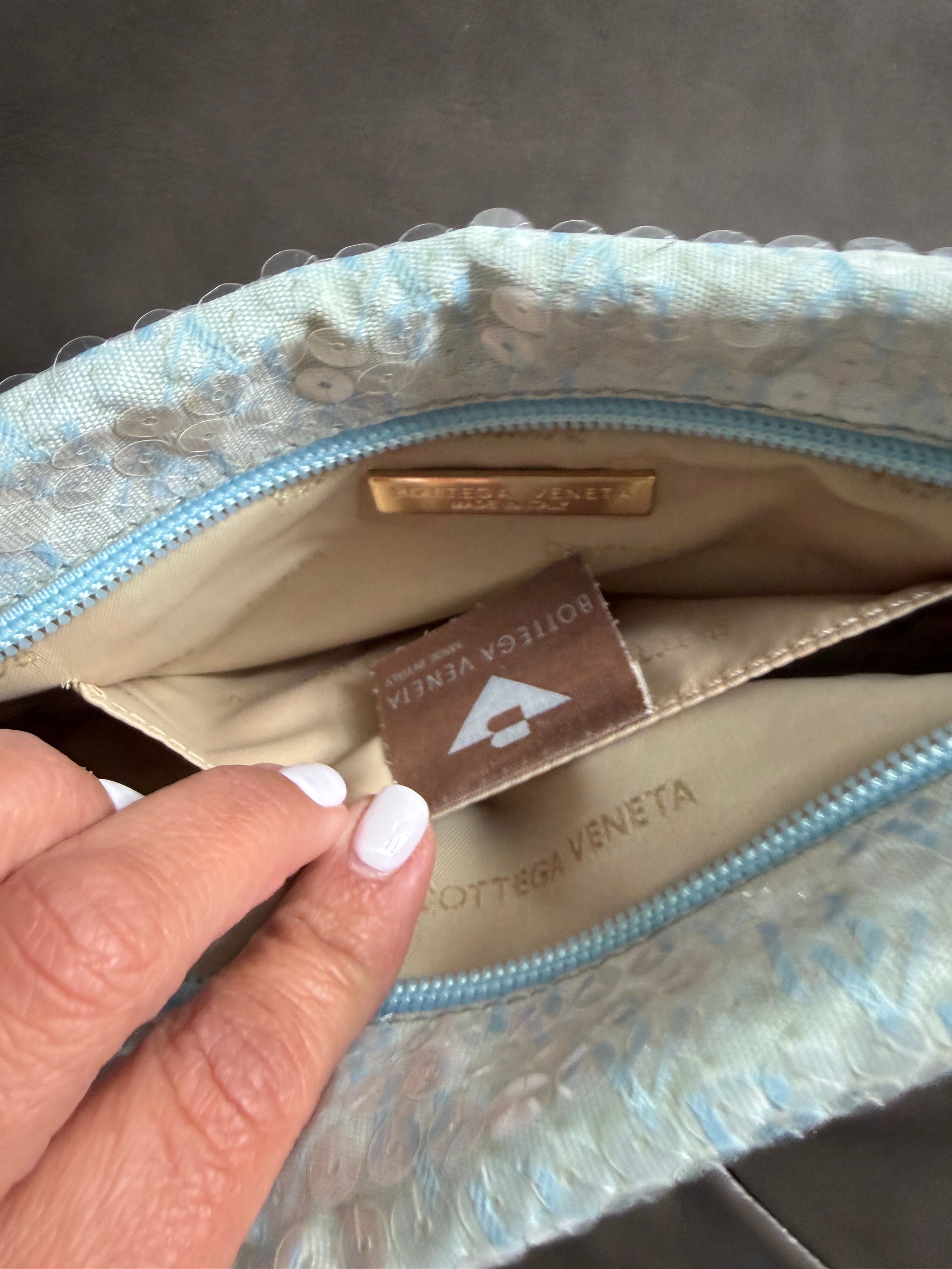 Bottega Veneta Blue Leather Shoulder Bag | Gold Tone Hardware