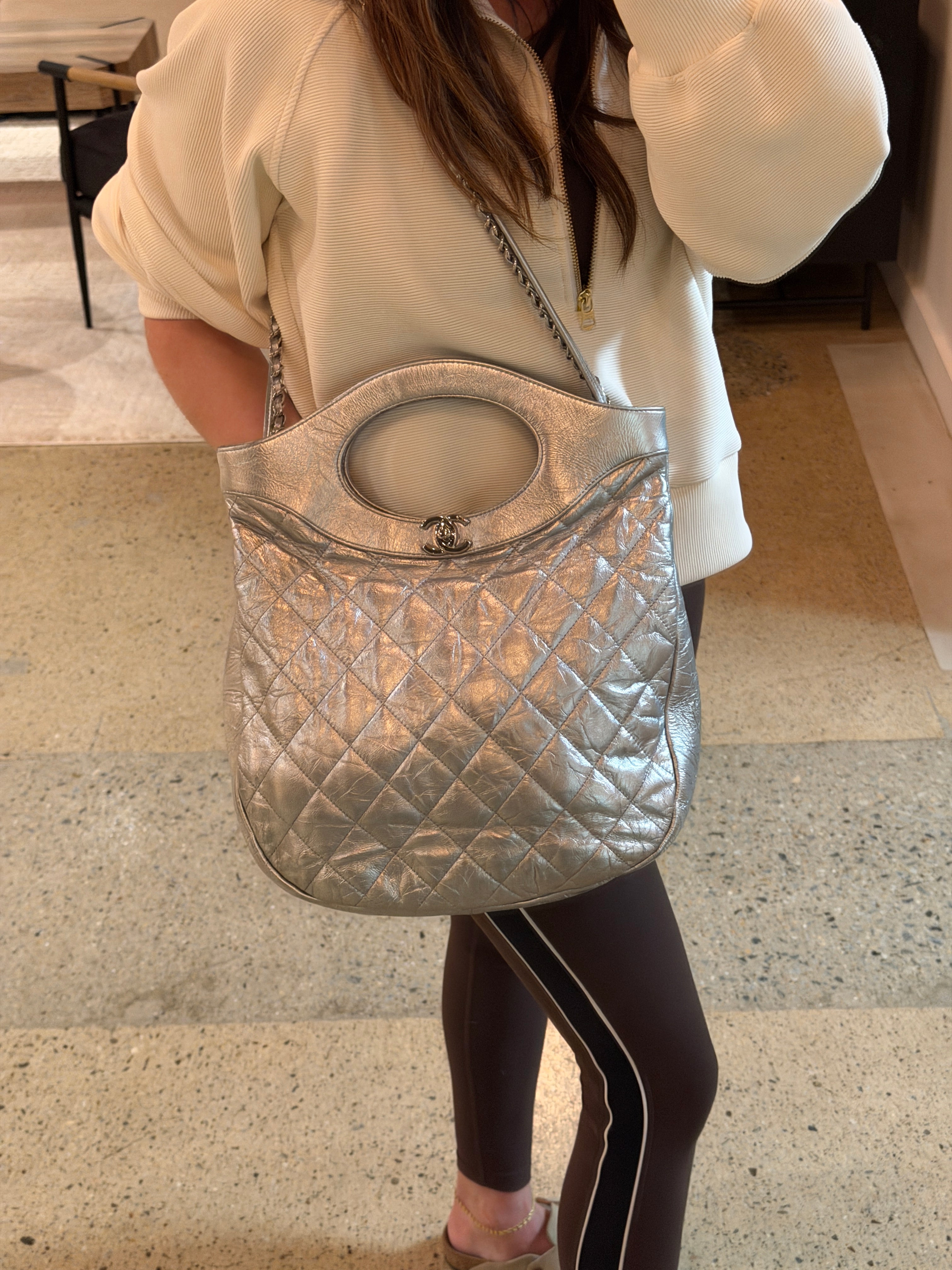 Chanel Silver 31 Shopping Tote
