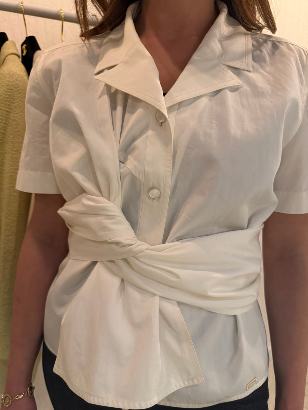 Chanel Spring 2001 Button-Up Top FR40 | Off White Blouse