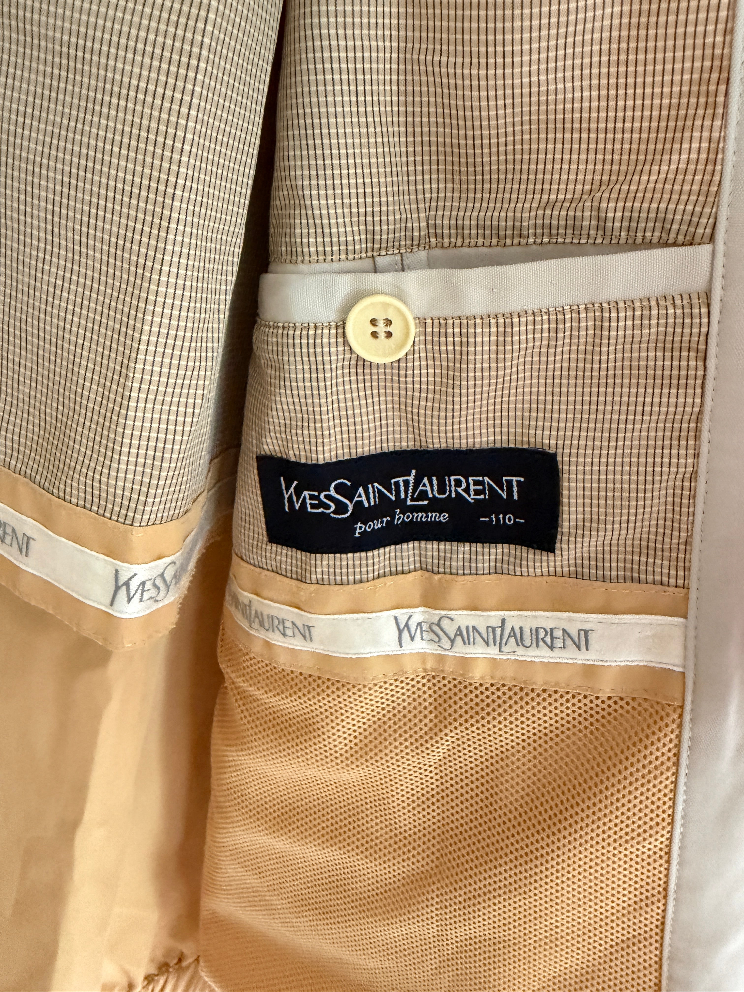 Yves Saint Laurent Vintage 90s Yellow YSL Logo Windbreaker Jacket White Logo Size 110 Oversized