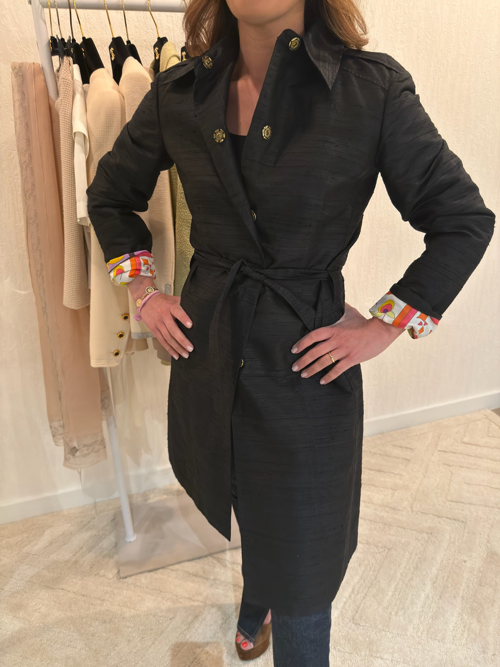 Dolce & Gabbana Black Jacket with Colorful Printed Silk Lining | IT 42 US 6