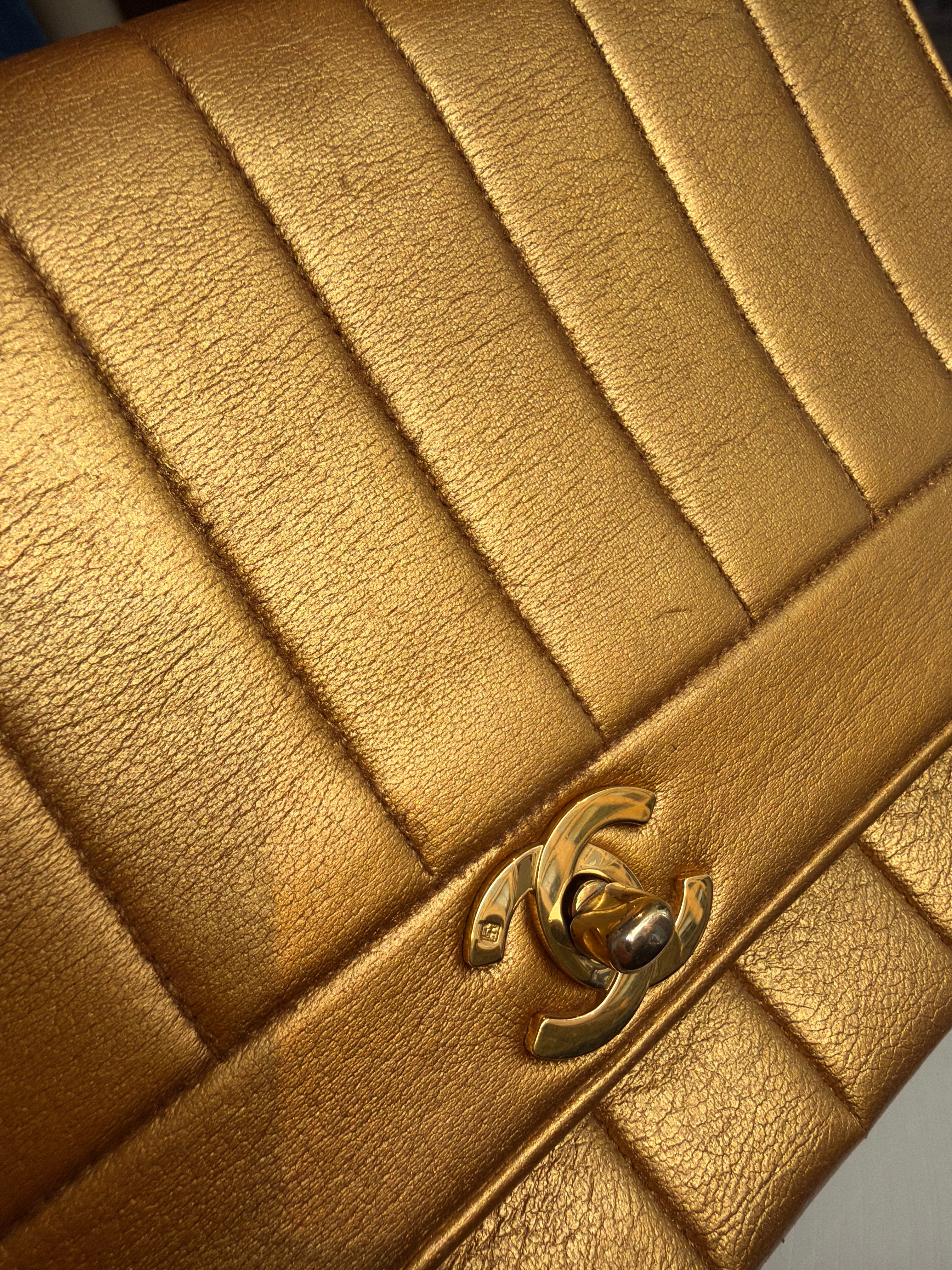 Chanel Rose Gold Verticle Bag