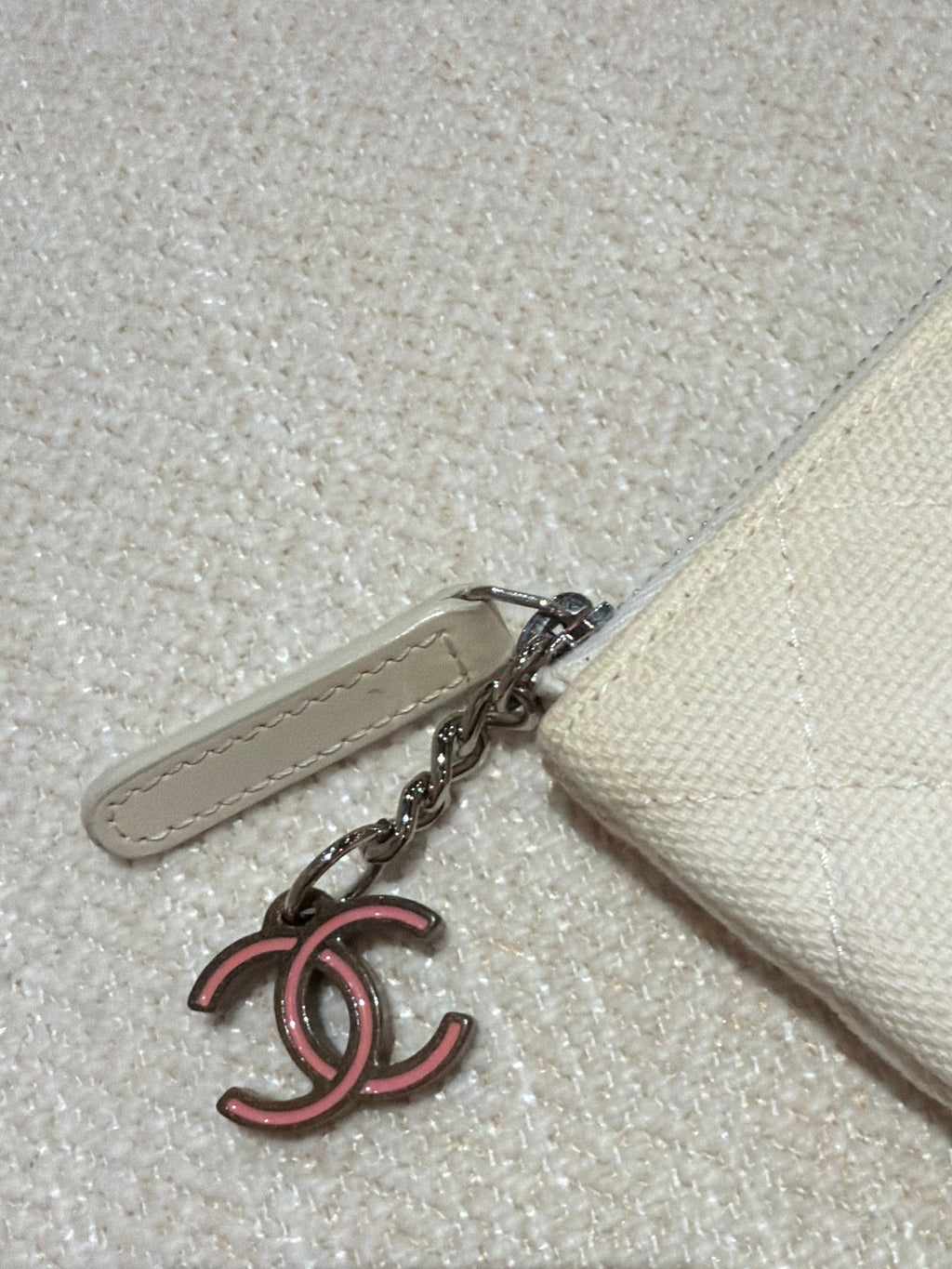 Chanel Coco Cuba Libre Quilted Canvas Medium O Case Pouch White