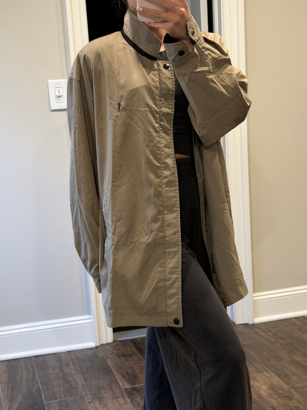 Saint Laurent Vintage Reversible Black / Beige Bomber Windbreaker UNISEX