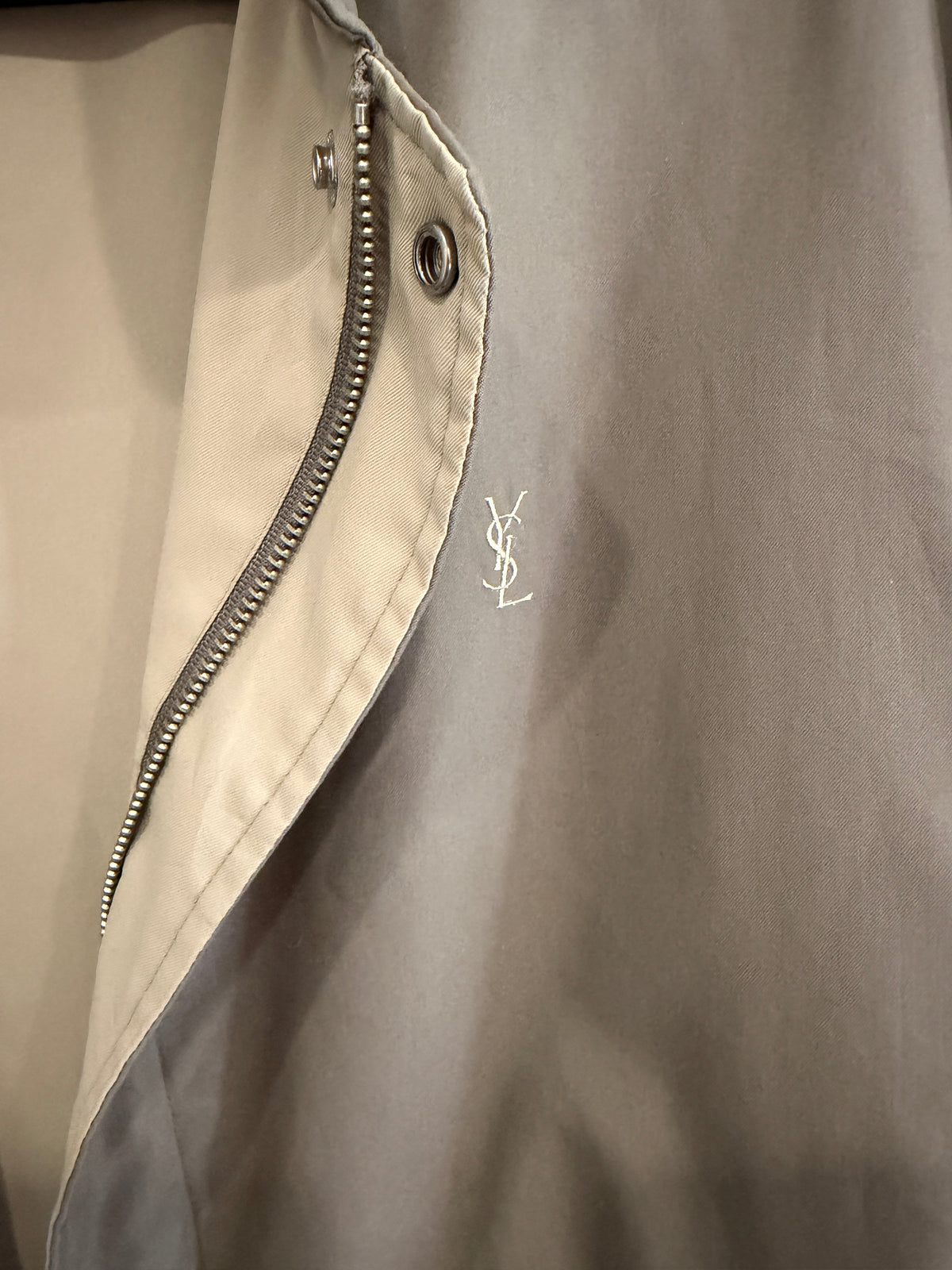 Yves Saint Laurent Vintage YSL Reversible Windbreaker Bomber Jacket Khaki Size 95