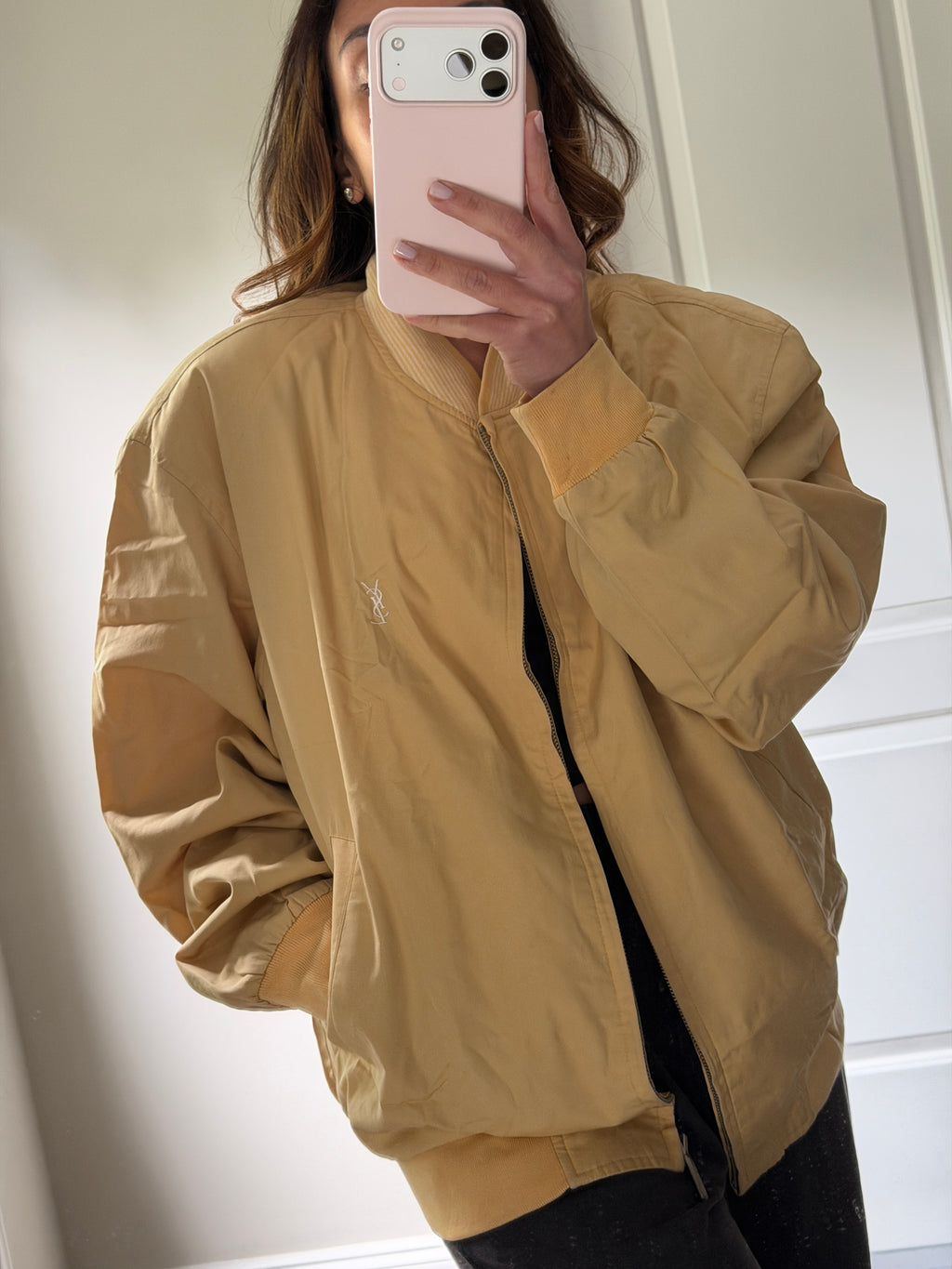 Saint Laurent Yellow Windbreaker Jacket with YSL logo