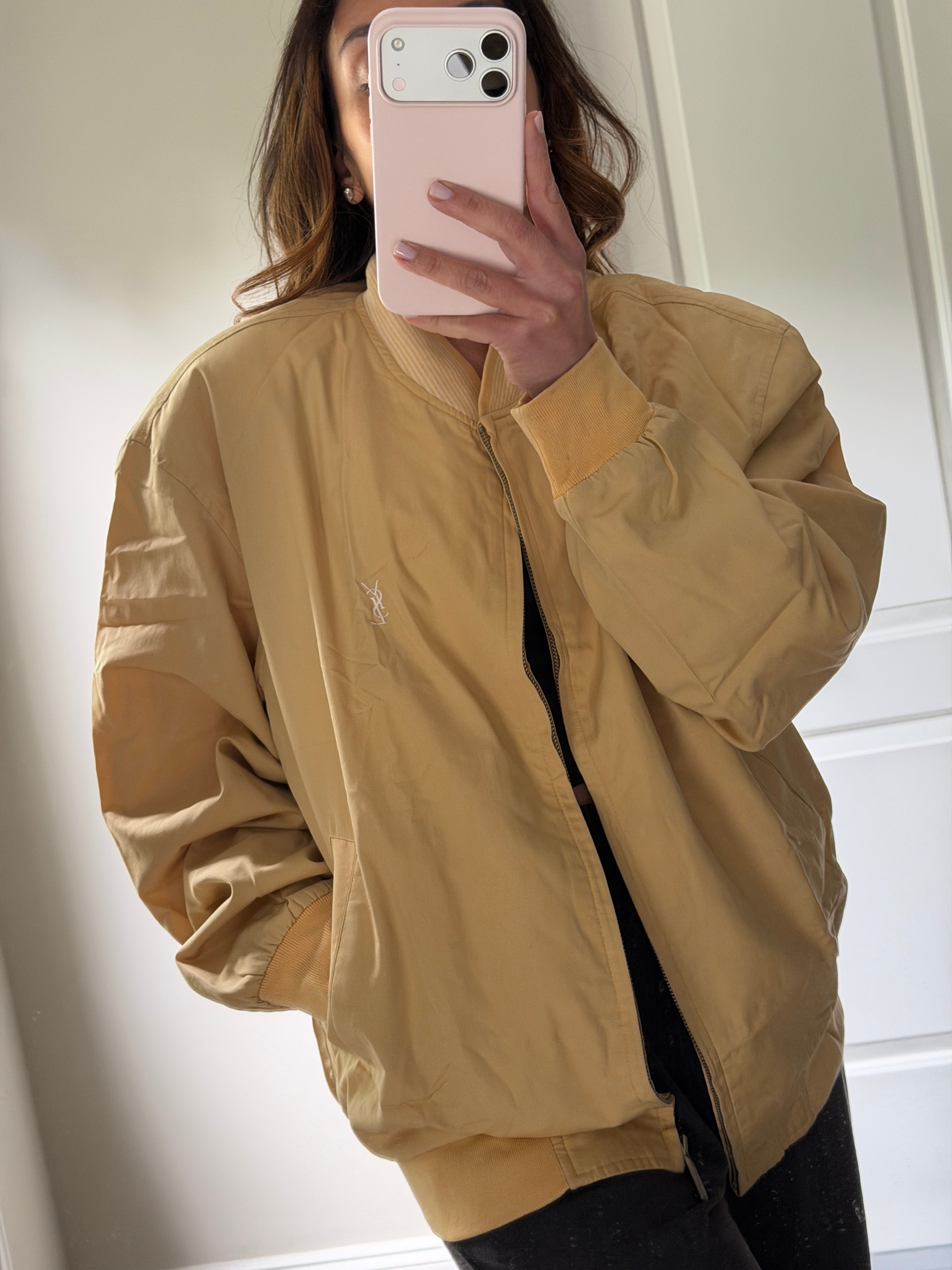 Saint Laurent Yellow Windbreaker Jacket with YSL logo