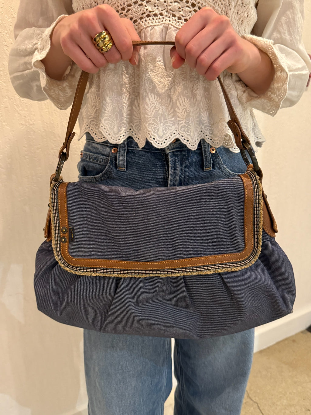 Fendi Large Denim Chef Baga