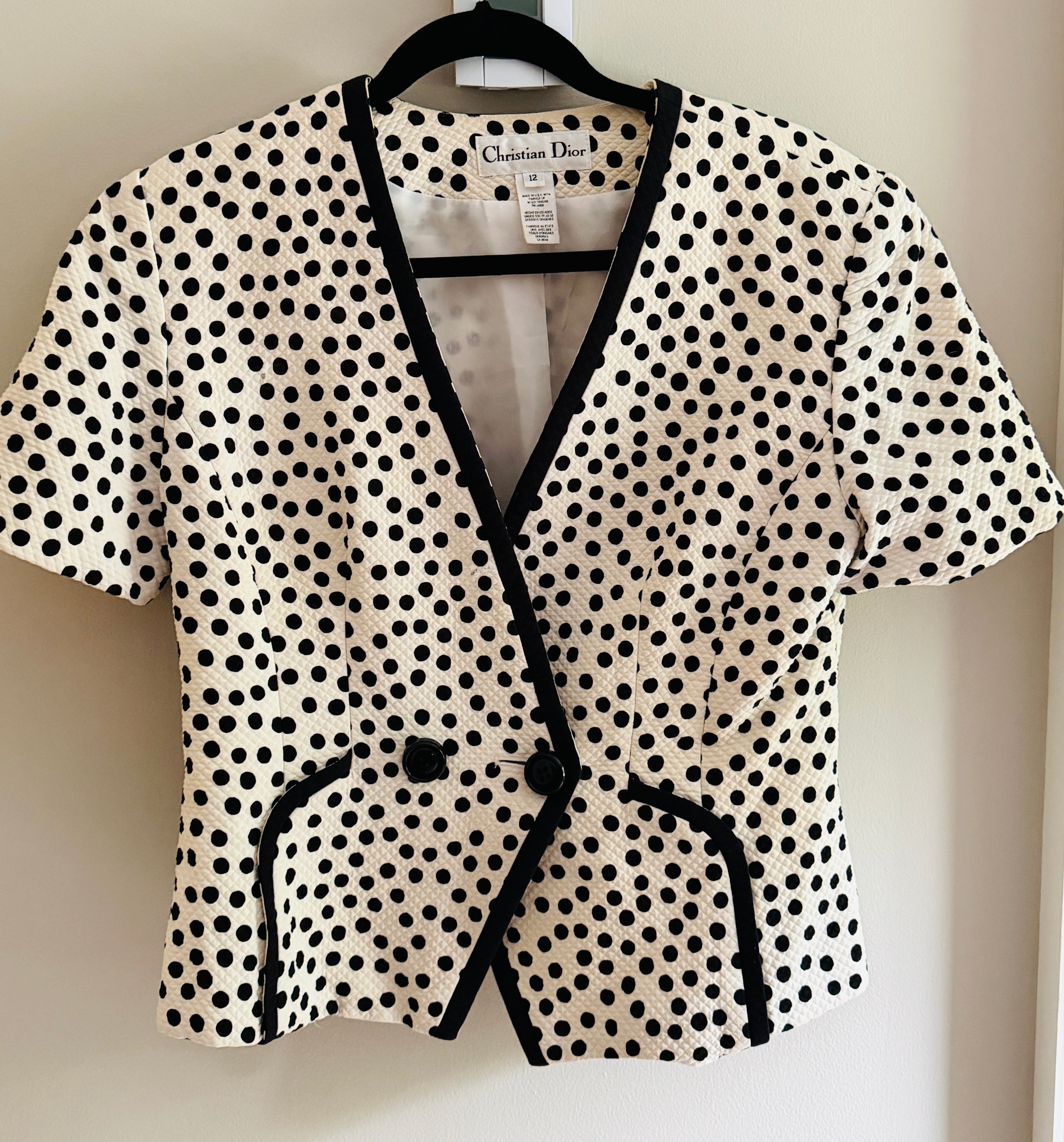 Christian Dior Polka Dot short sleeve blazer