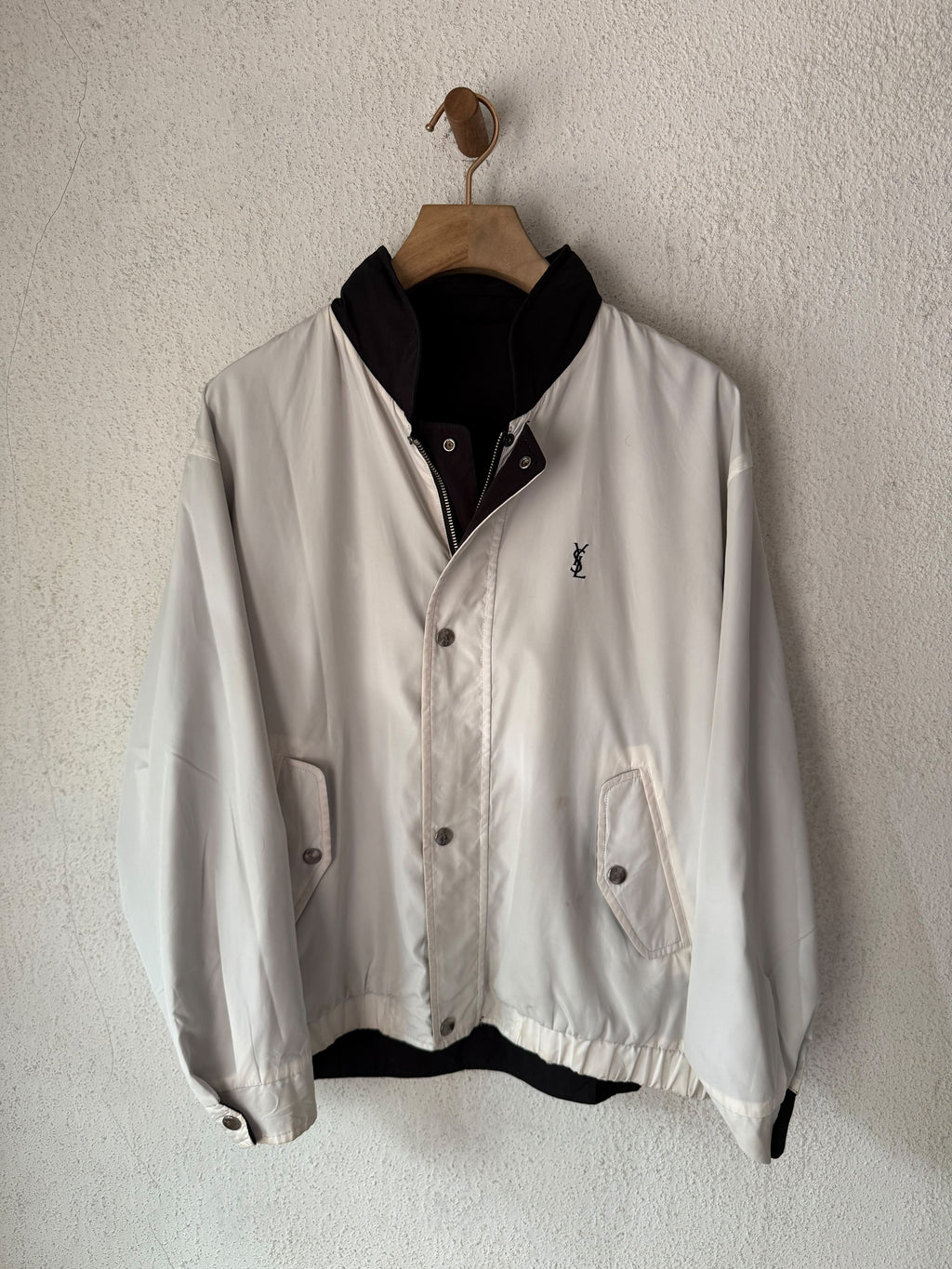 Yves Saint Laurent YSL Reversible Black & White Bomber Windbreaker Jacket