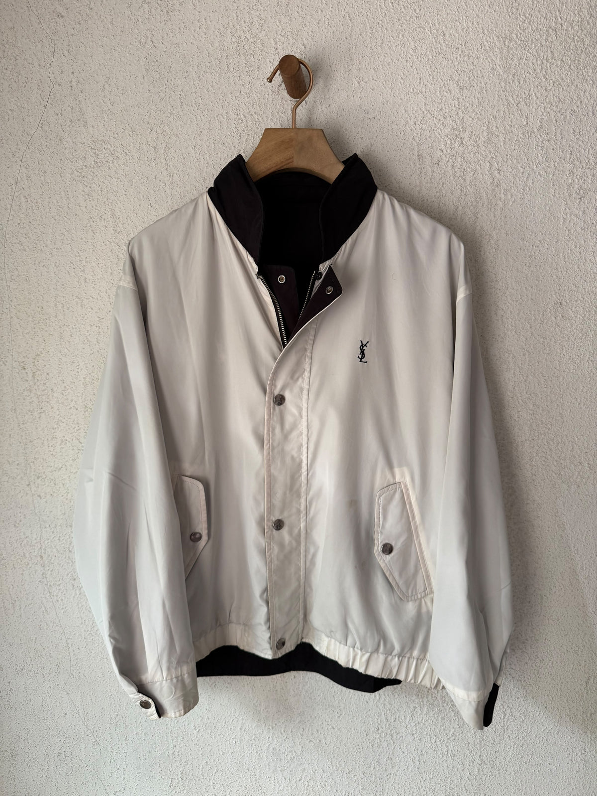 Yves Saint Laurent YSL Reversible Black & White Bomber Windbreaker Jacket