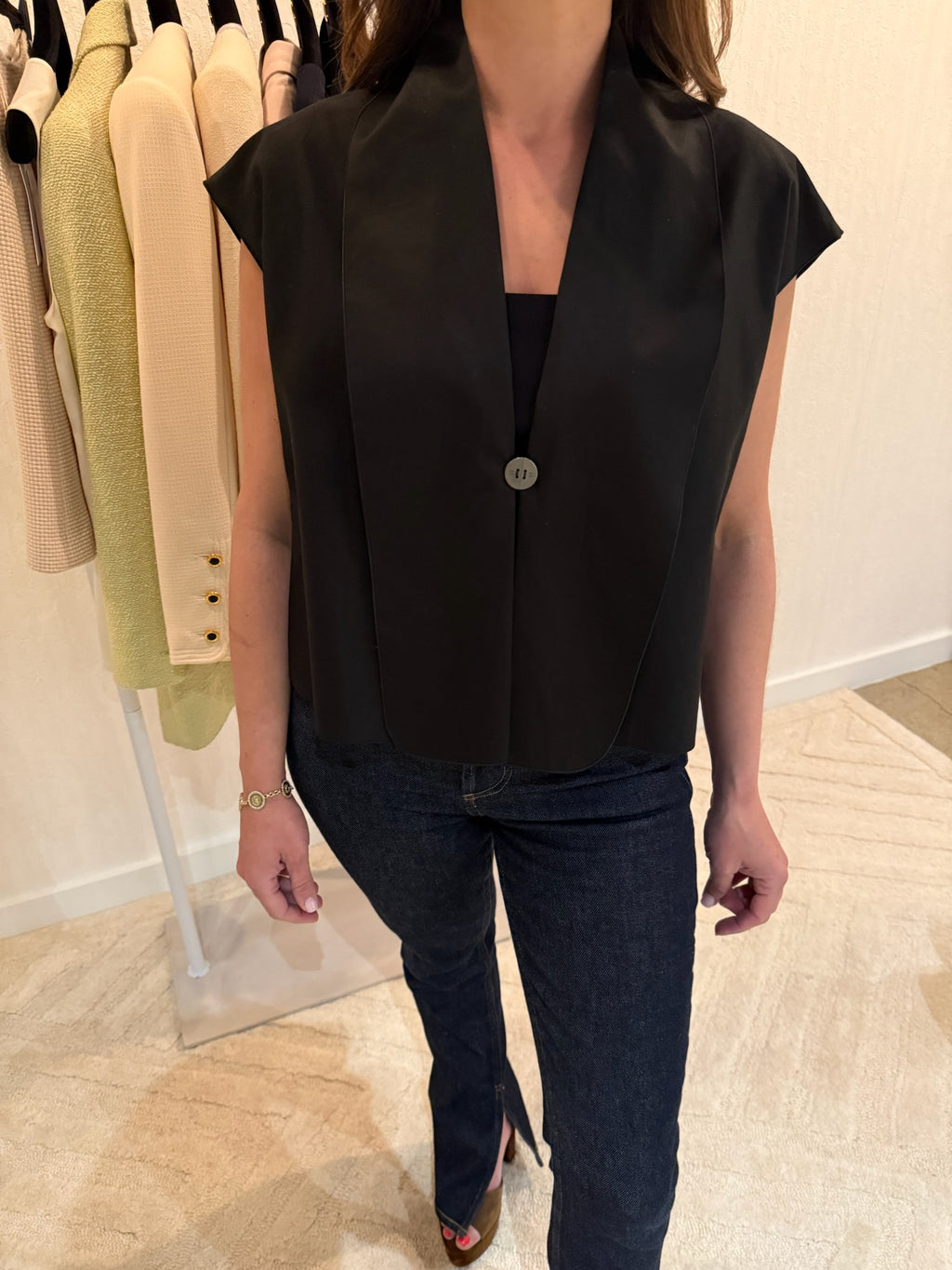 Chanel Black Button Vest