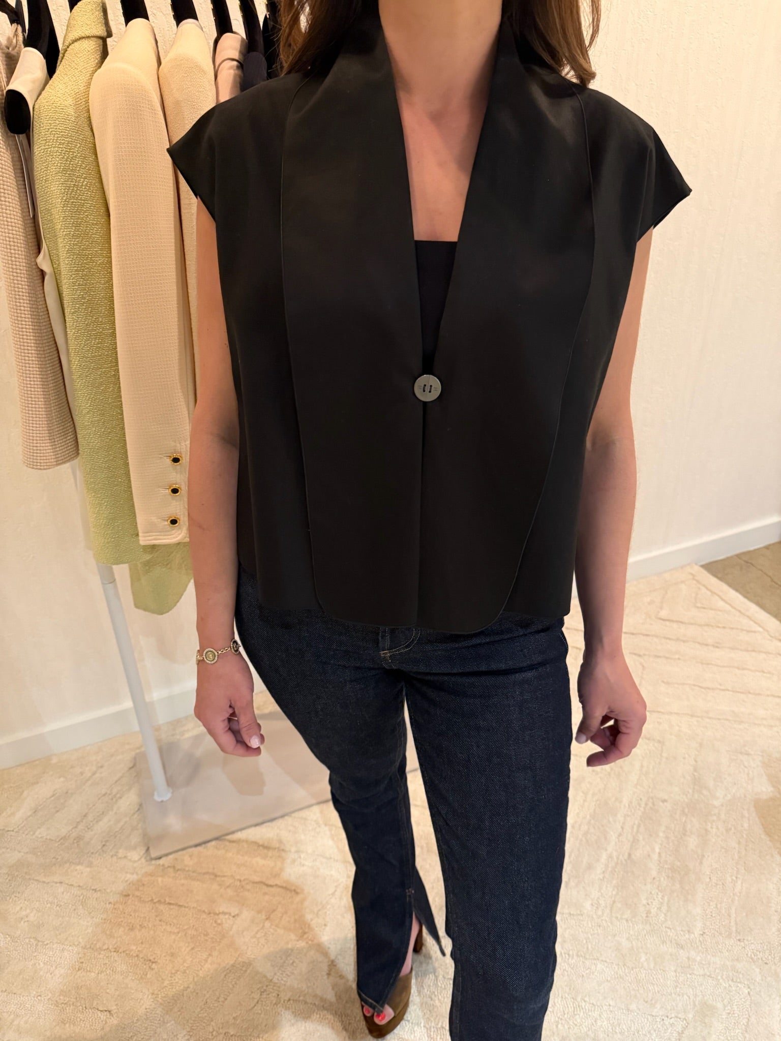 Chanel Black Button Vest