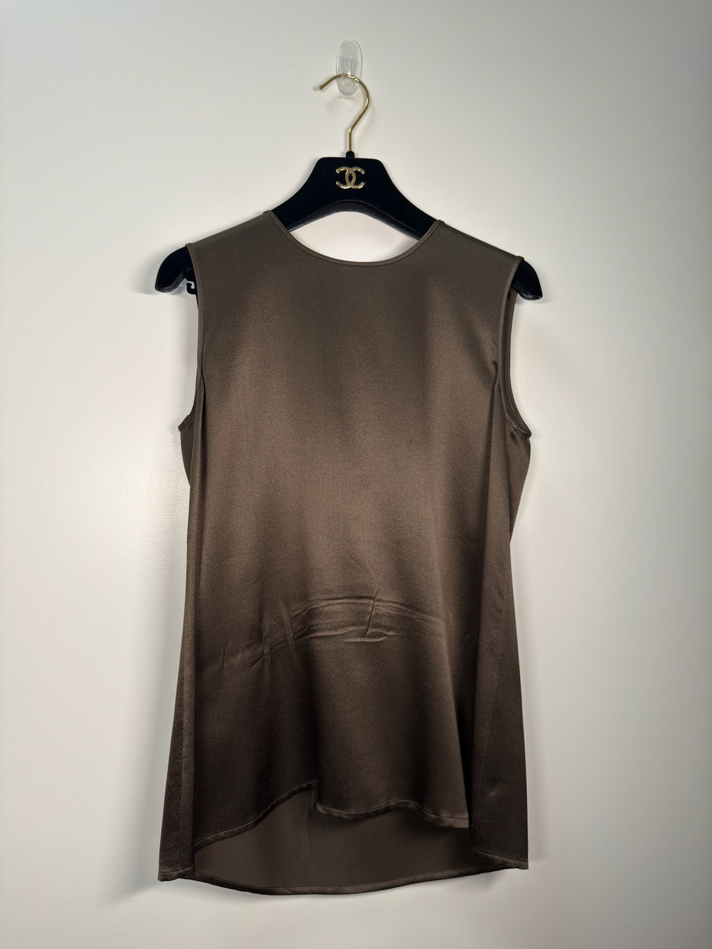 Chanel Silk Brown Blouse CC button