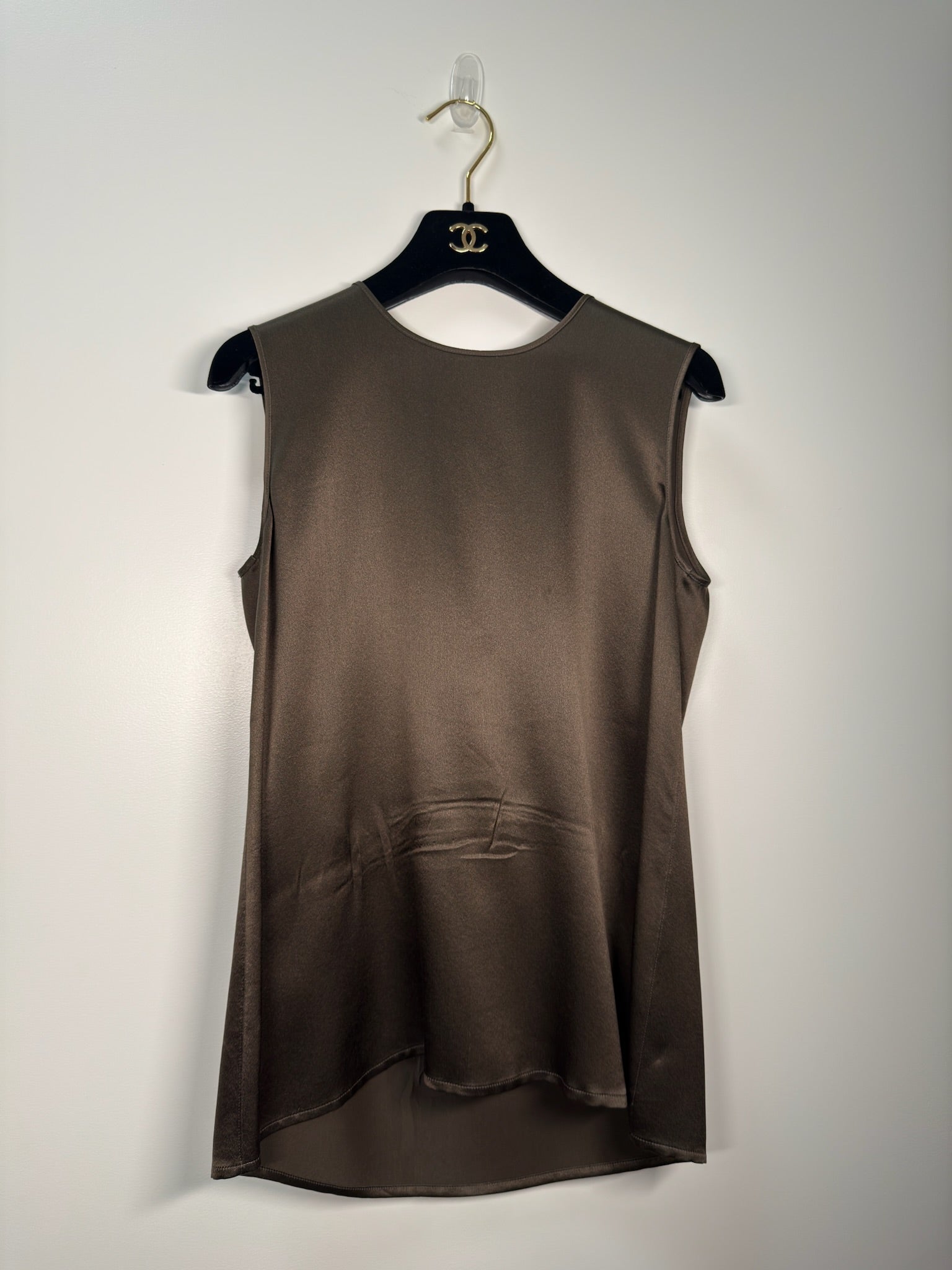 Chanel Silk Brown Blouse CC button