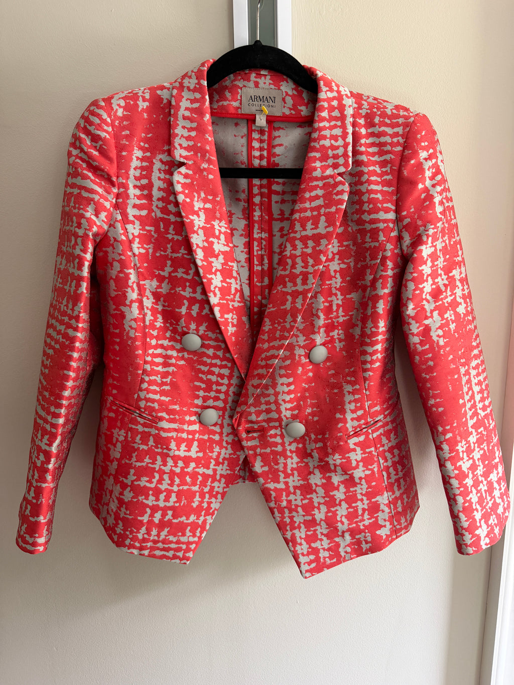 Armani Collezioni Pink Printed Shawl Collar Blazer IT 44 Designer Jacket