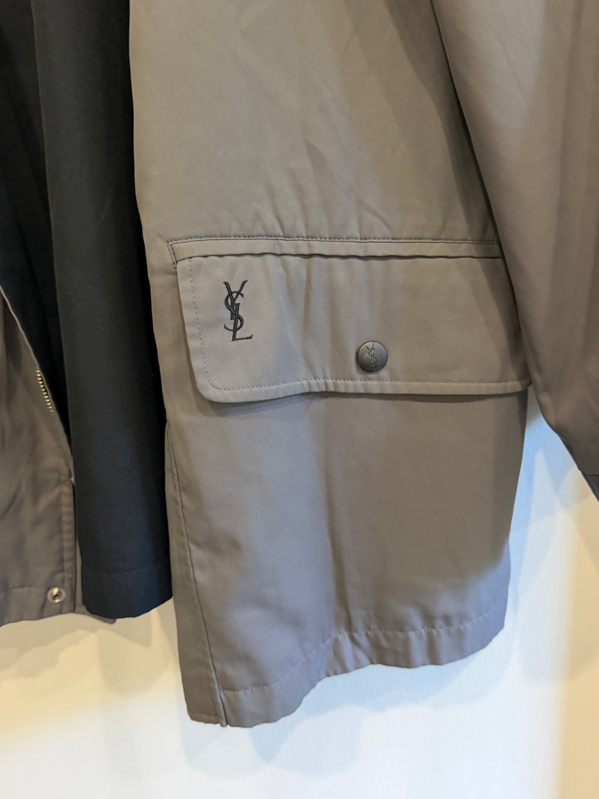 Yves Saint Laurent YSL Vintage Reversible Gray Black Bomber Windbreaker Jacket