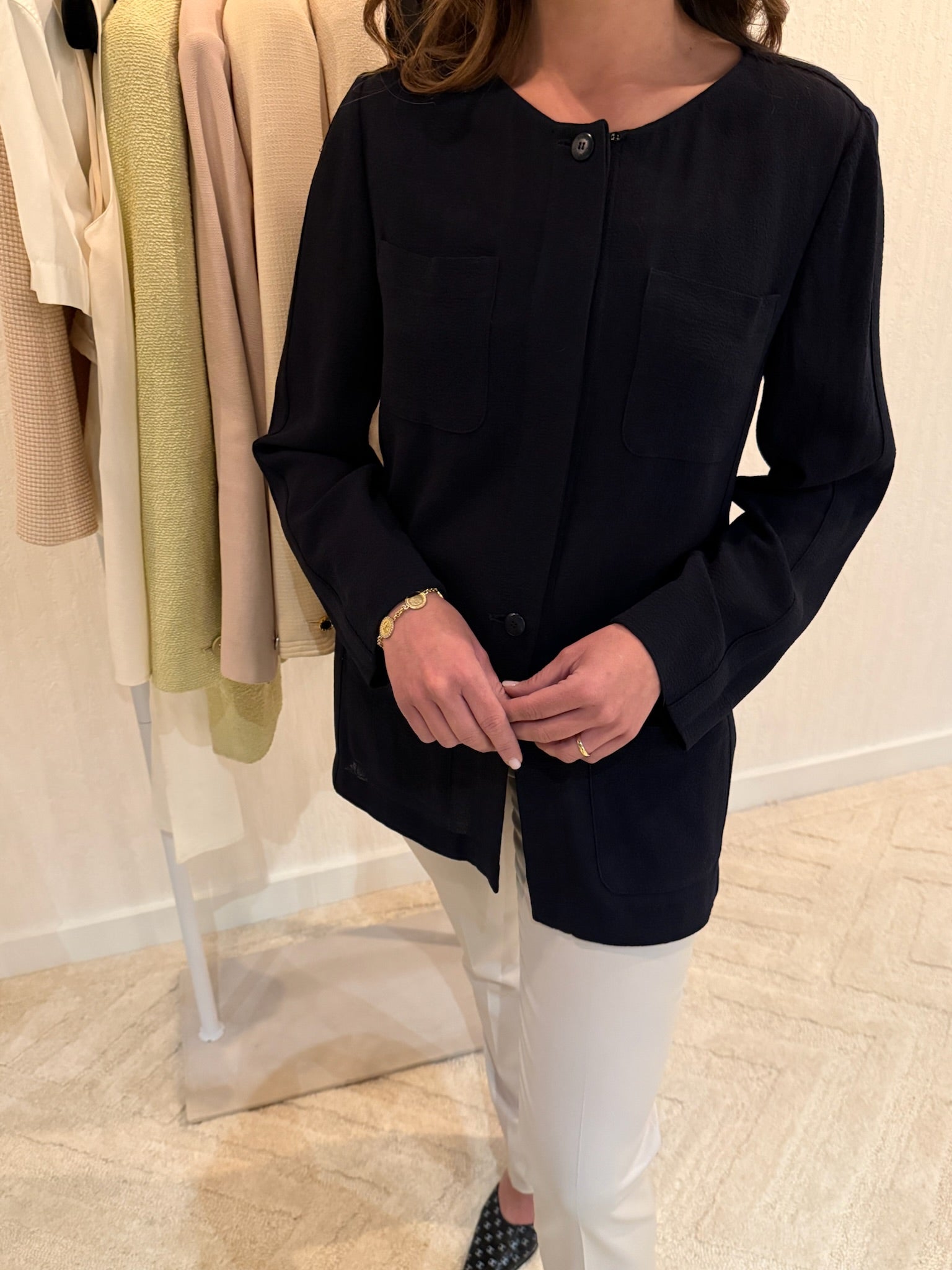 Chanel 1999 Blue Wool Blazer / Top FR38