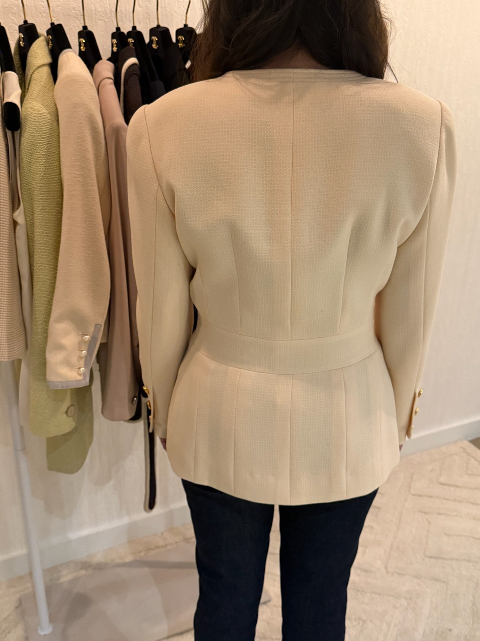 Chanel Beige Blazer Blk Buttons 1989