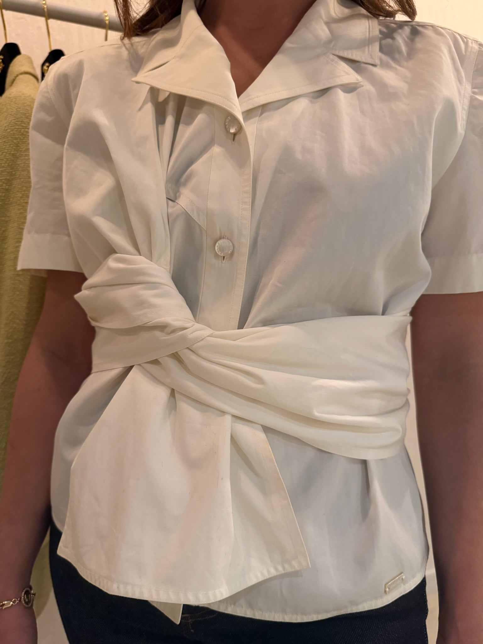Chanel Spring 2001 Button-Up Top FR40 | Off White Blouse