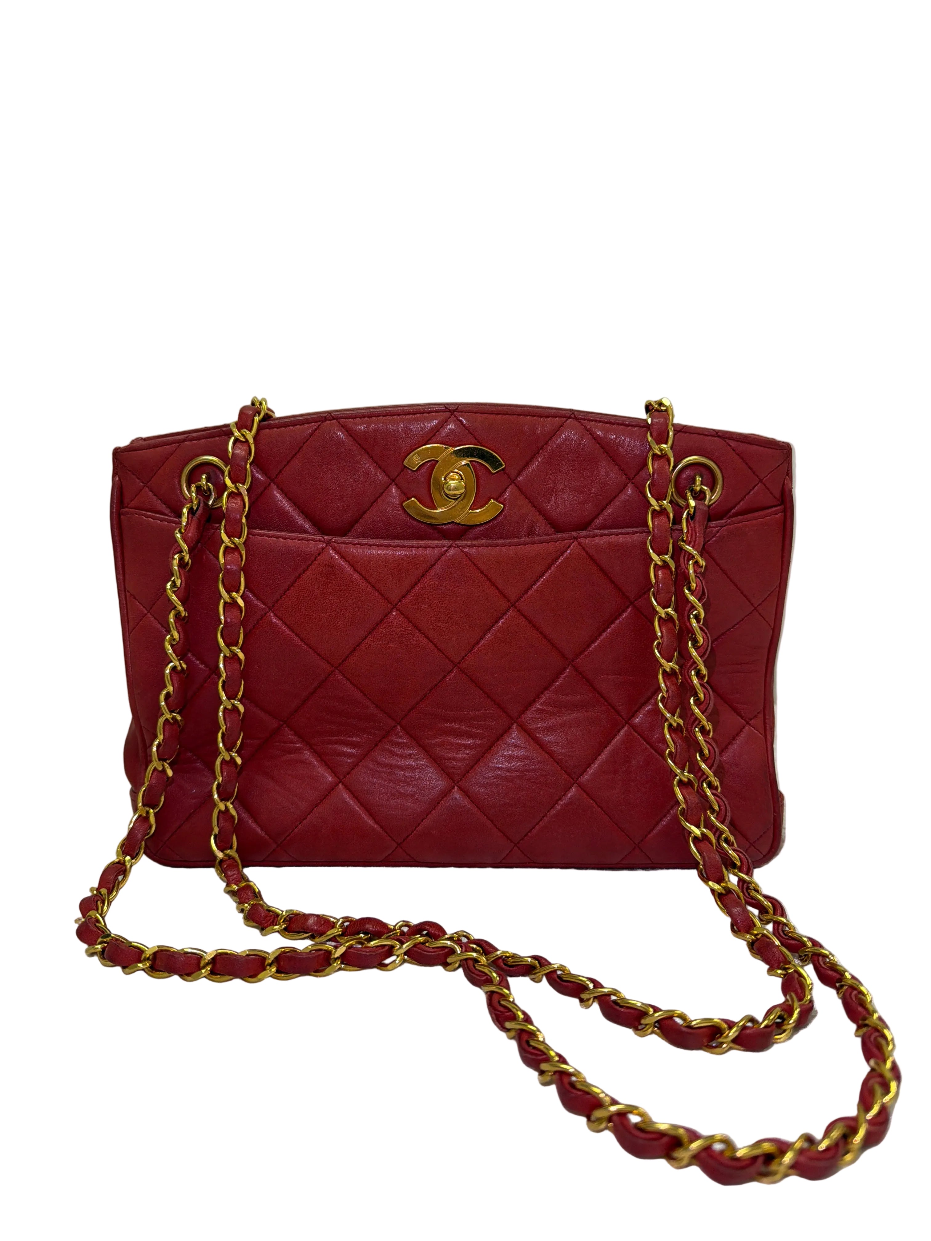 Chanel Red Maxi CC Tote 1994-1996