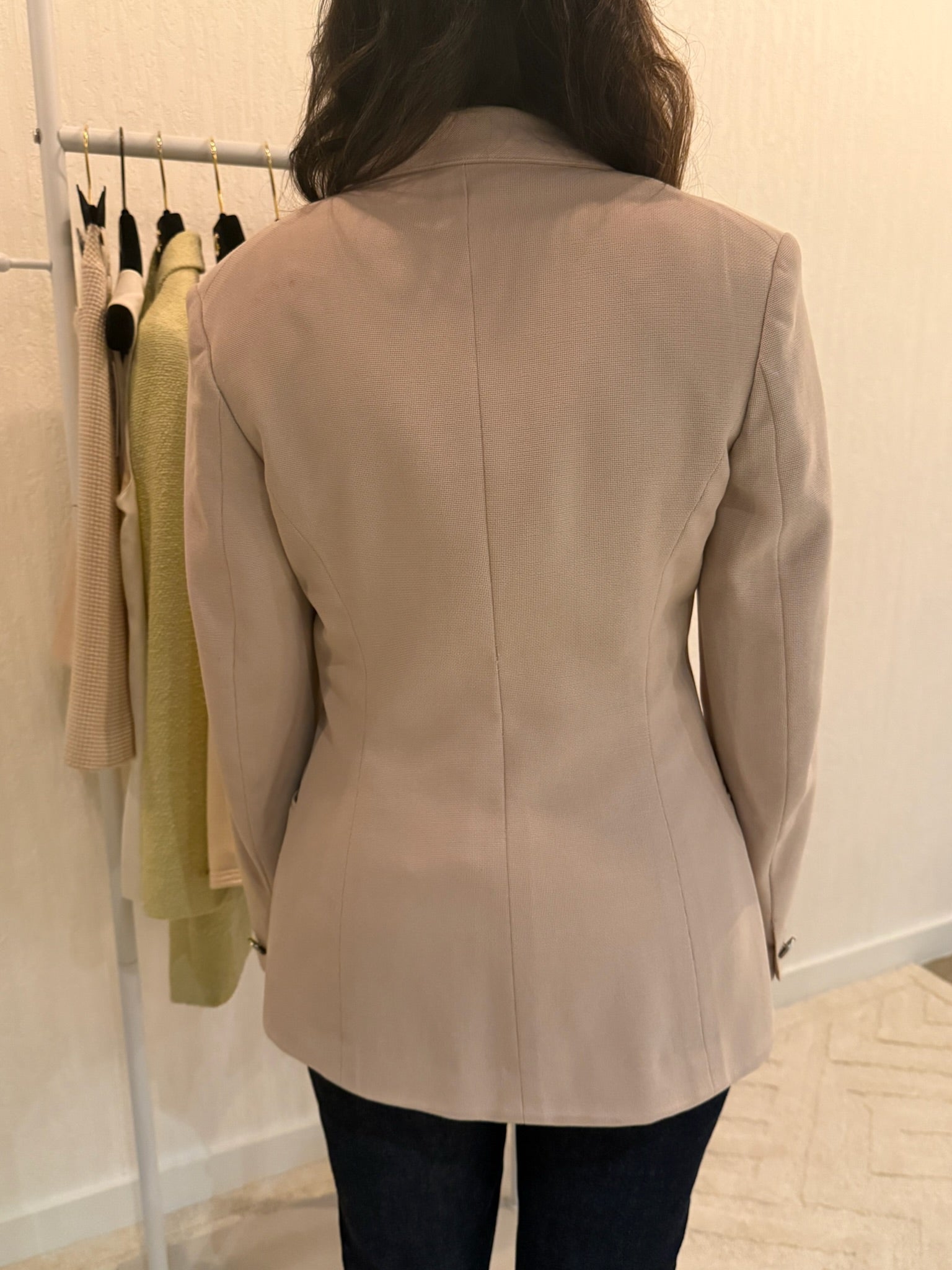 Chanel 1998 CC Logo Cotton One Button Blazer FR38