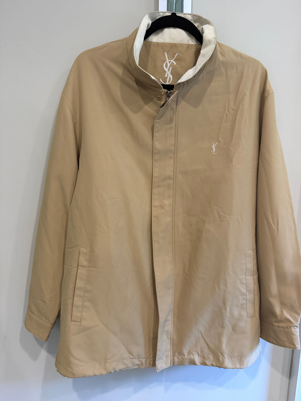 Yves Saint Laurent Vintage YSL Beige Windbreaker Bomber Jacket Size 100