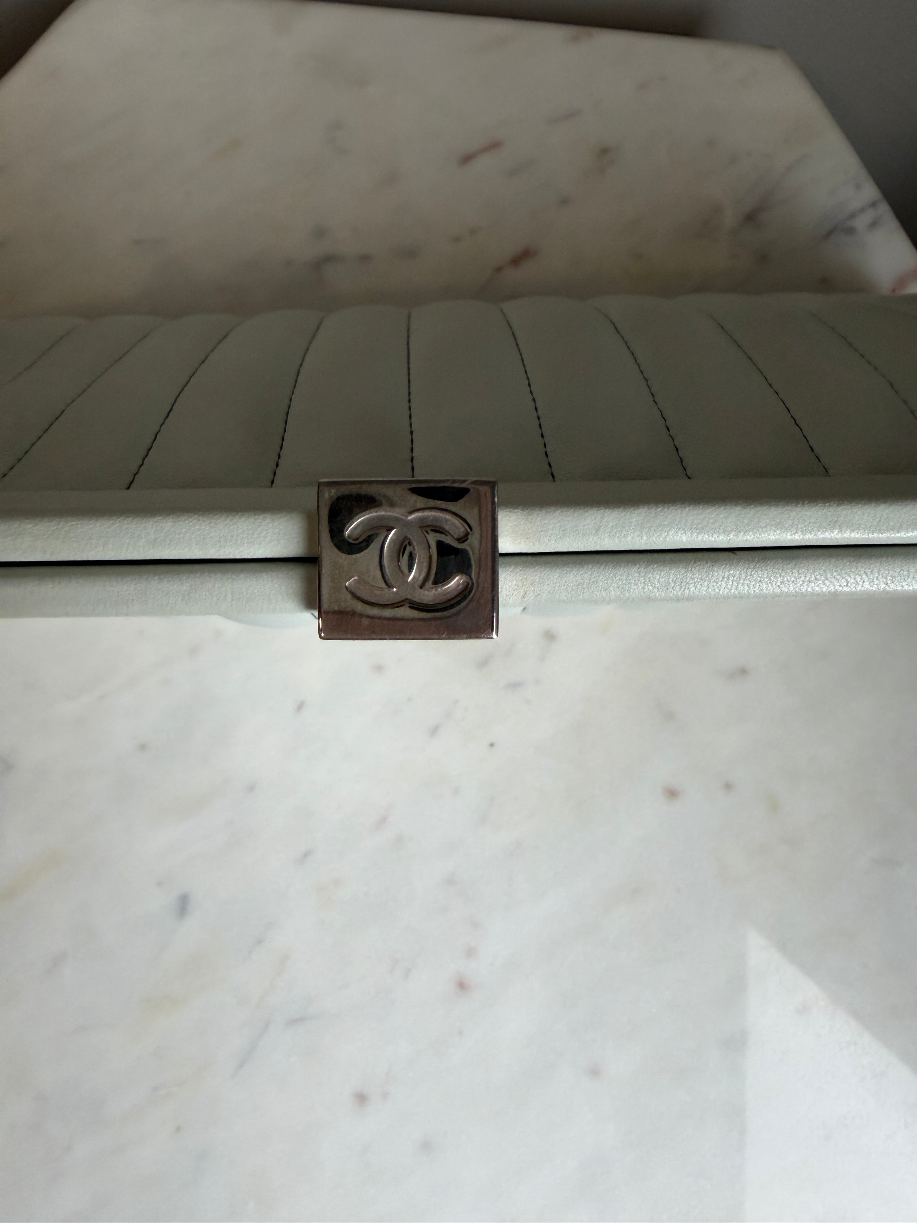 Chanel Mint Green Vertical Quilted Mademoiselle Clutch 2005-2006
