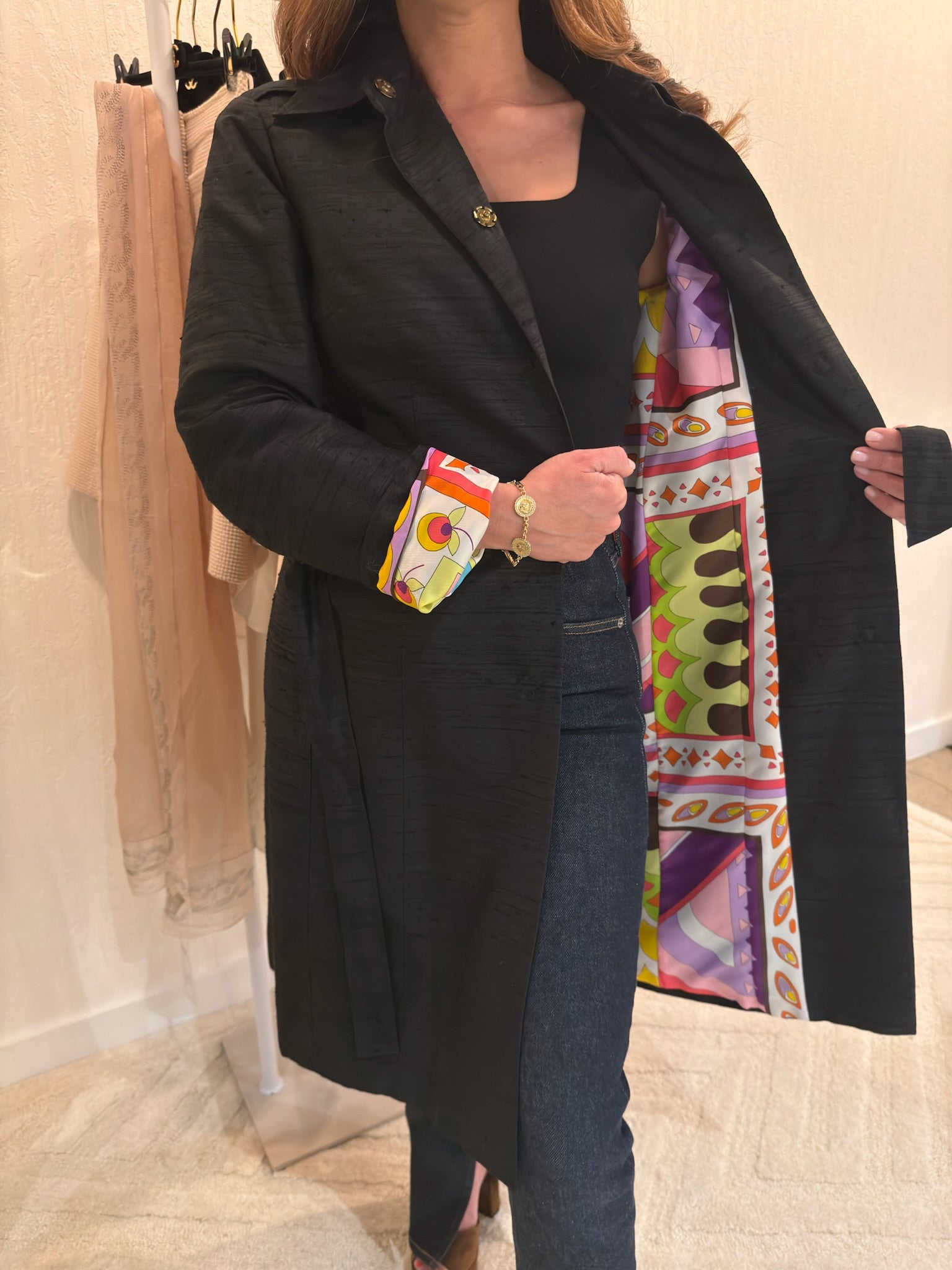 Dolce & Gabbana Black Jacket with Colorful Printed Silk Lining | IT 42 US 6
