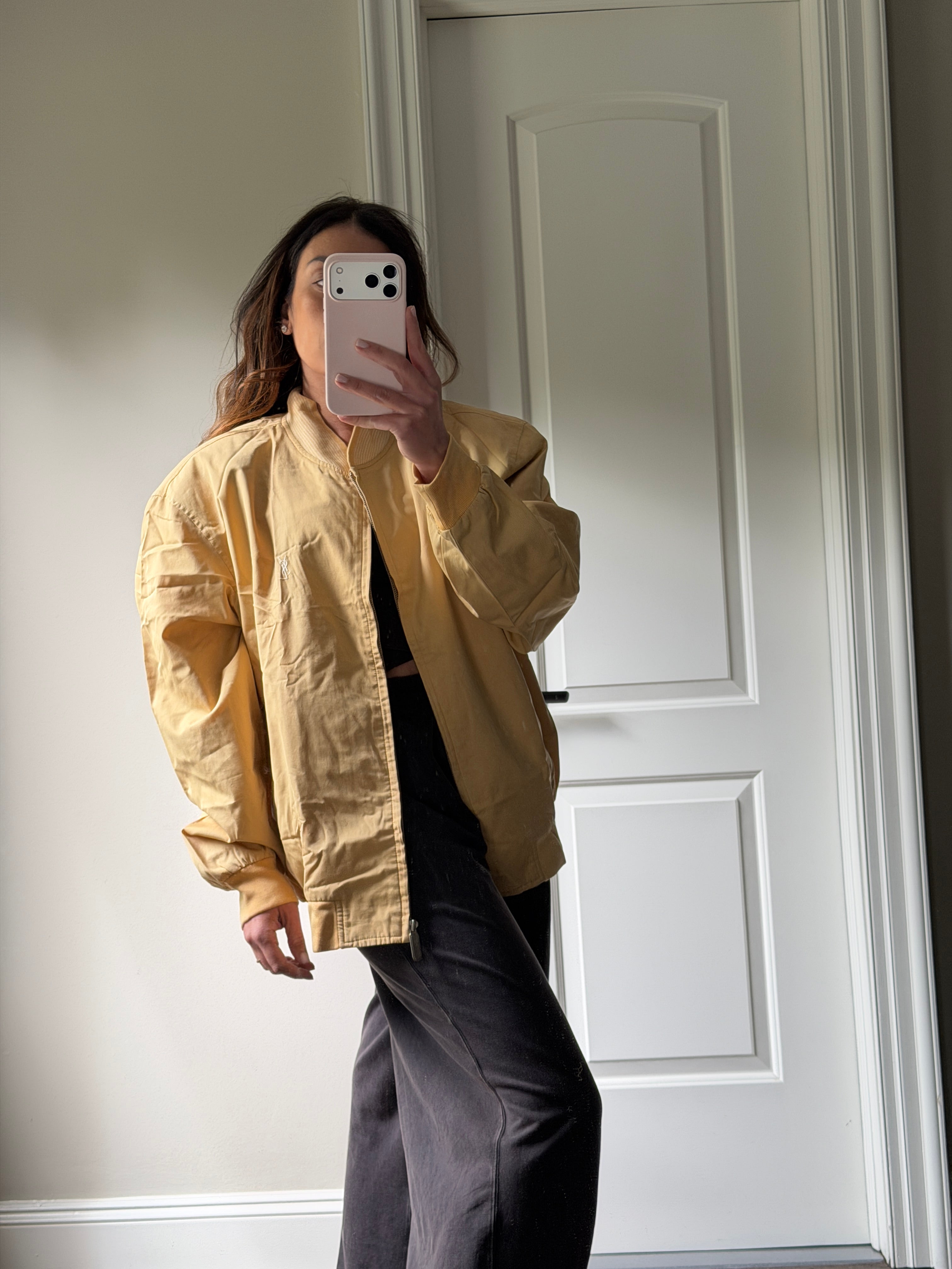 Saint Laurent Yellow Windbreaker Jacket with YSL logo