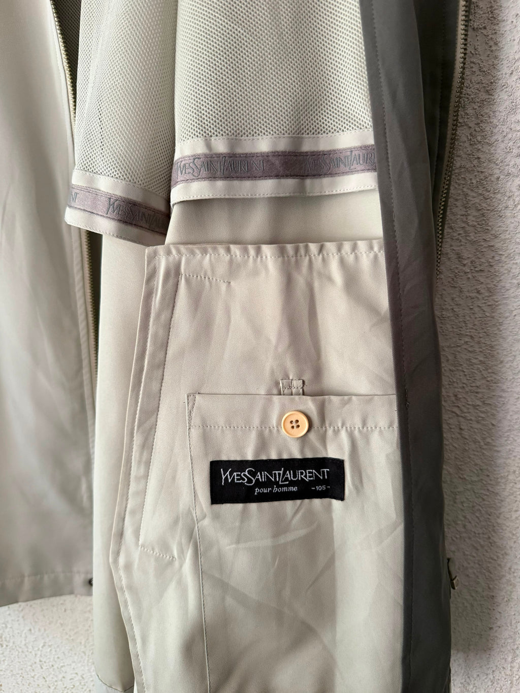 Yves Saint Laurent Vintage YSL Light Khaki Beige Windbreaker Bomber Jacket Size 105